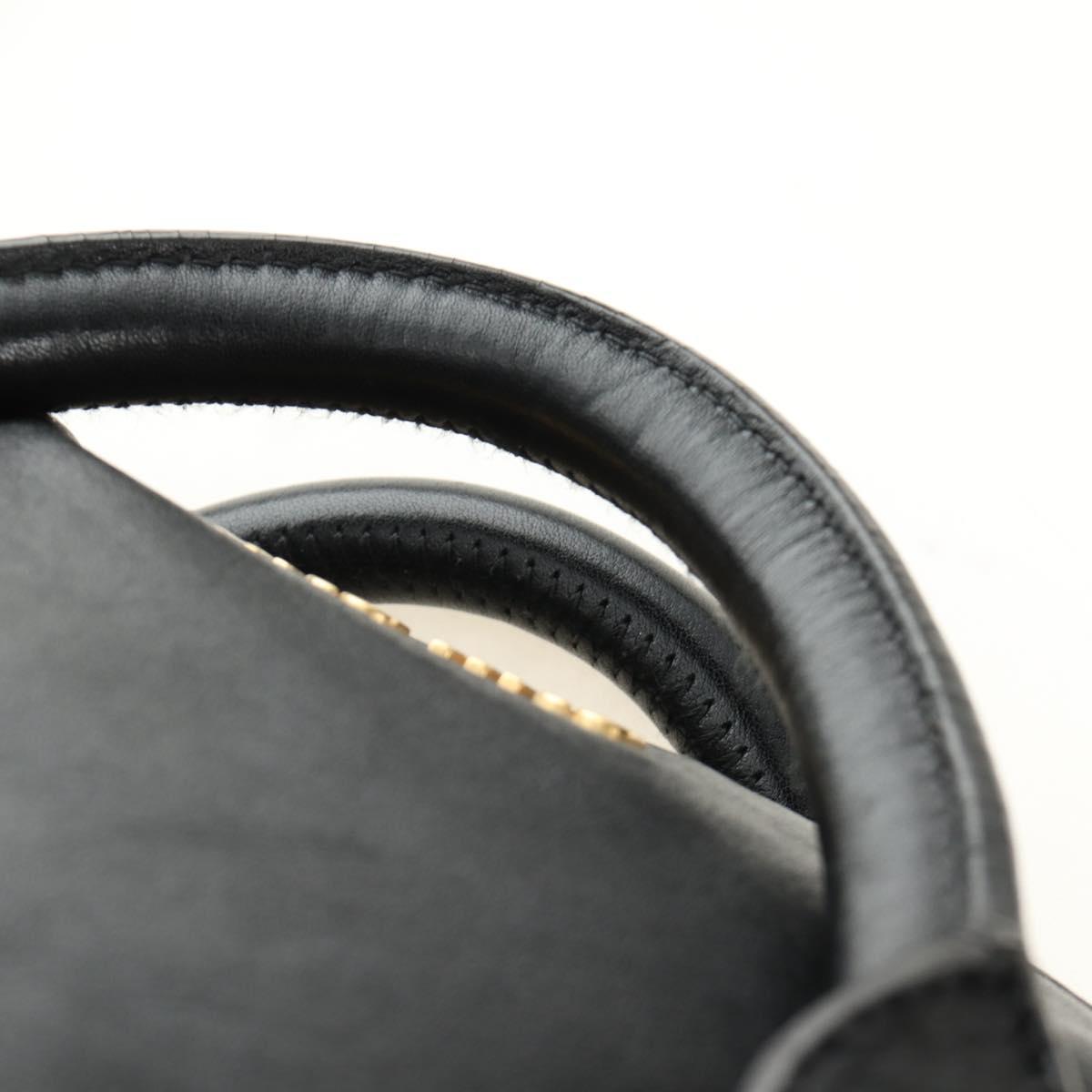 Miu Miu Ribbon Hand Bag Leather 2way Black Gold Auth 189170SAM