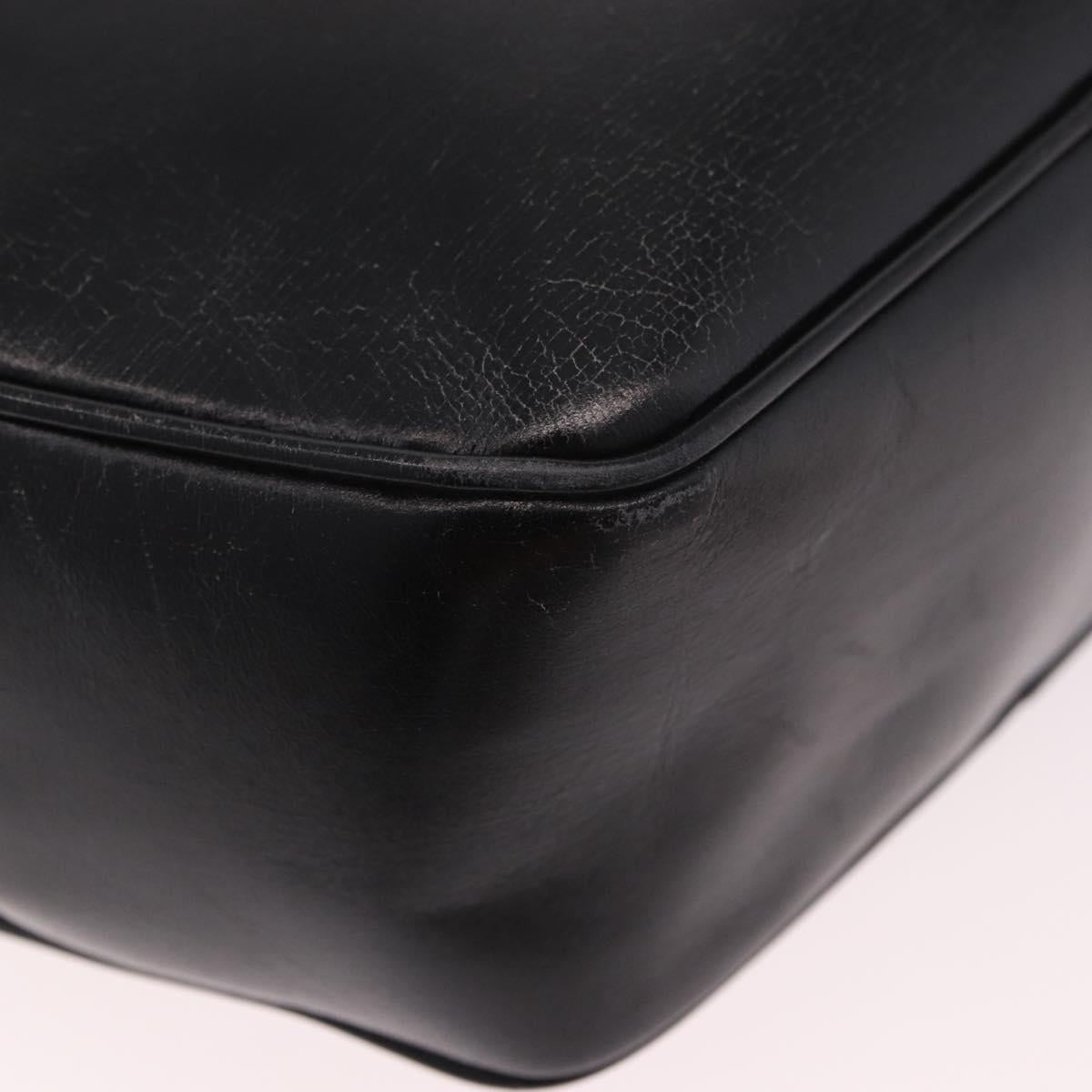 CELINE Circle Shoulder Bag Leather Black Gold Auth 189175