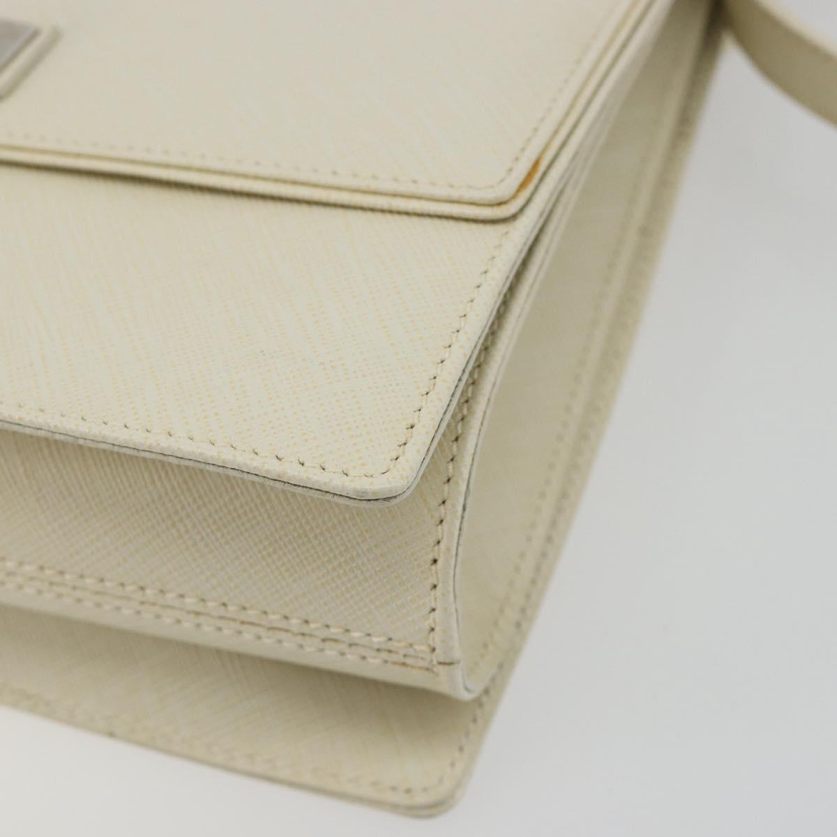 Salvatore Ferragamo Gancini Shoulder Bag Leather 2way White Silver Auth 189177A
