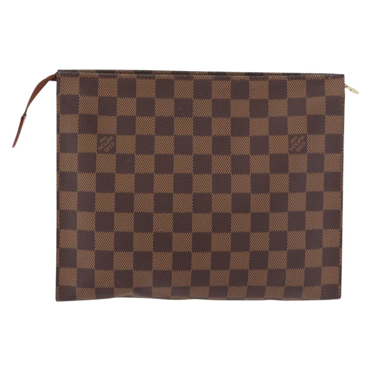 LOUIS VUITTON Damier Ebene Poche Toilette 26 Pouch N47543 LV Auth 189180