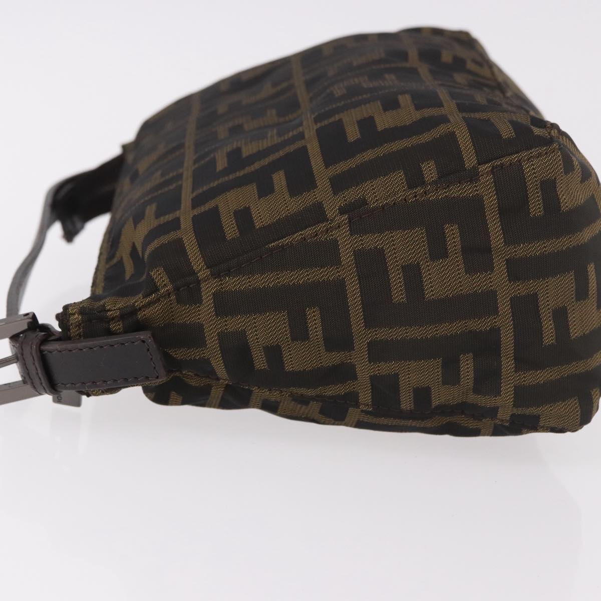FENDI Zucca Accessory Pouch Brown Silver 8N0005 Auth 189182