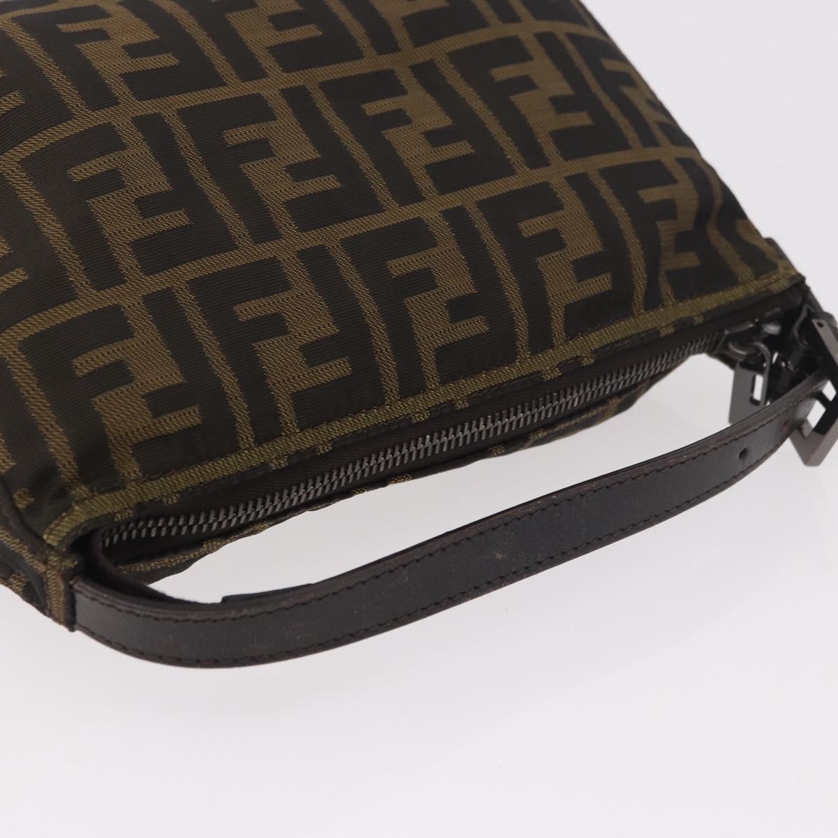 FENDI Zucca Accessory Pouch Brown Silver 8N0005 Auth 189182