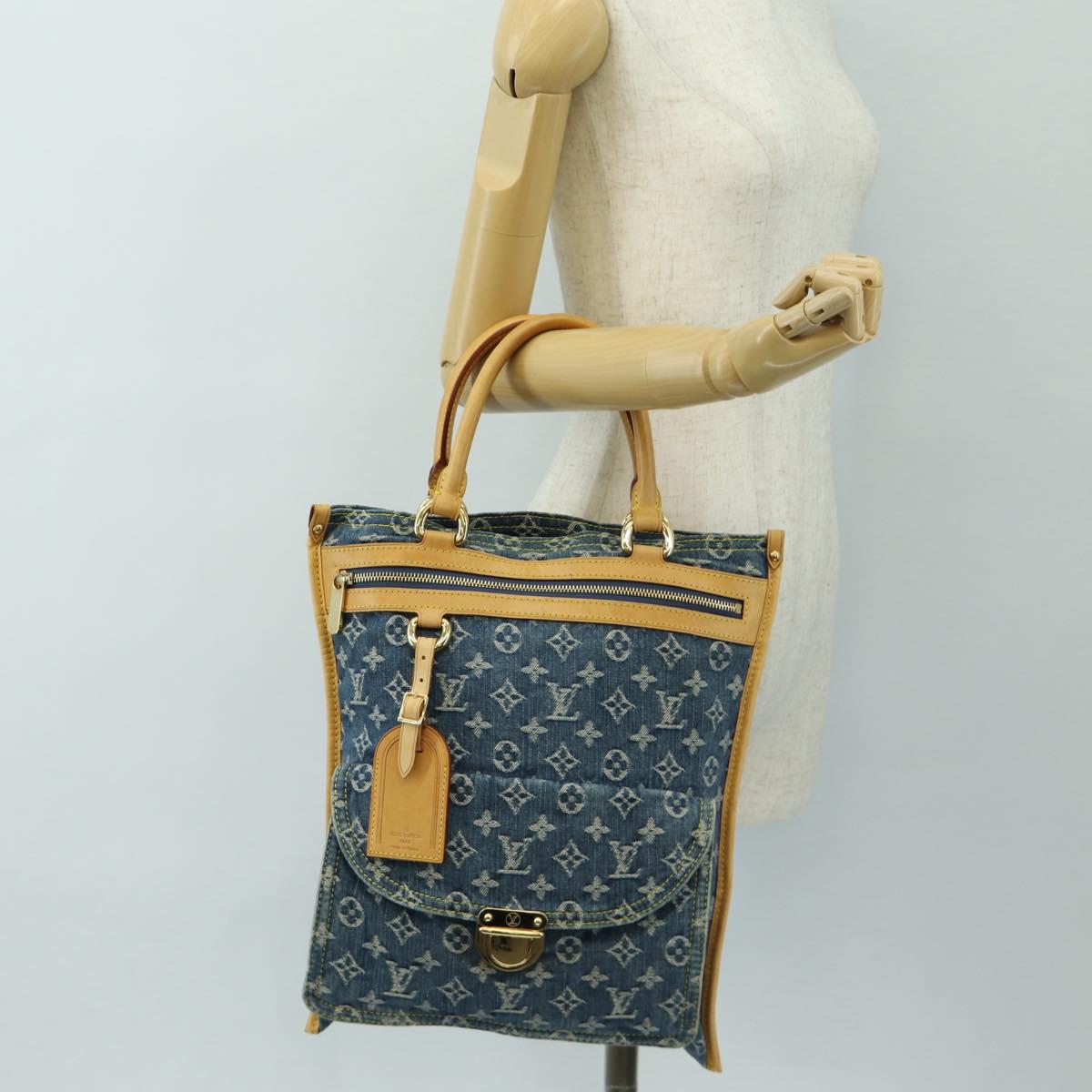 LOUIS VUITTON Monogram Denim Hand Bag Blue M95018 LV Auth 189186SAV