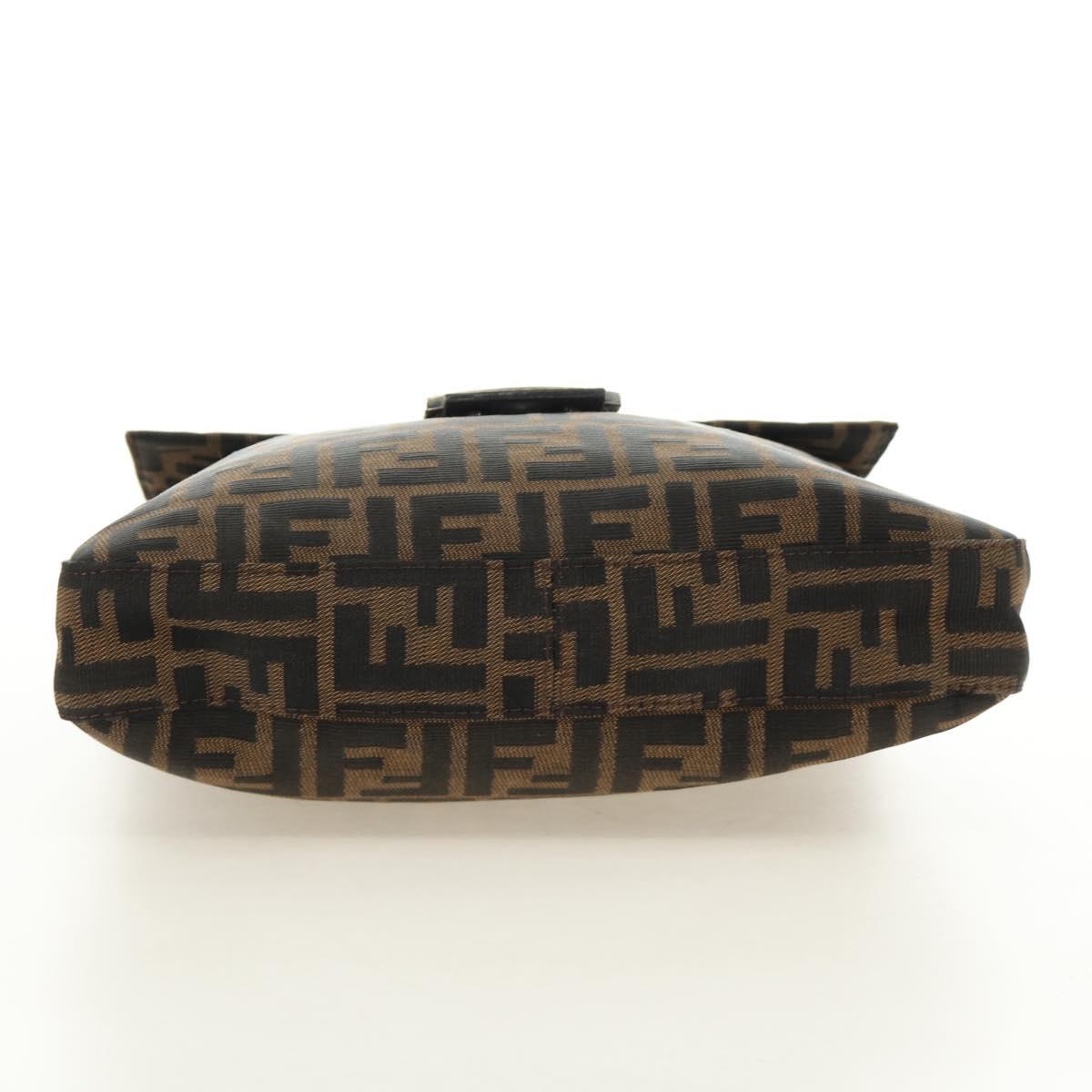 FENDI Zucca Canvas Mamma Baguette Shoulder Bag Black Brown Auth 189187V