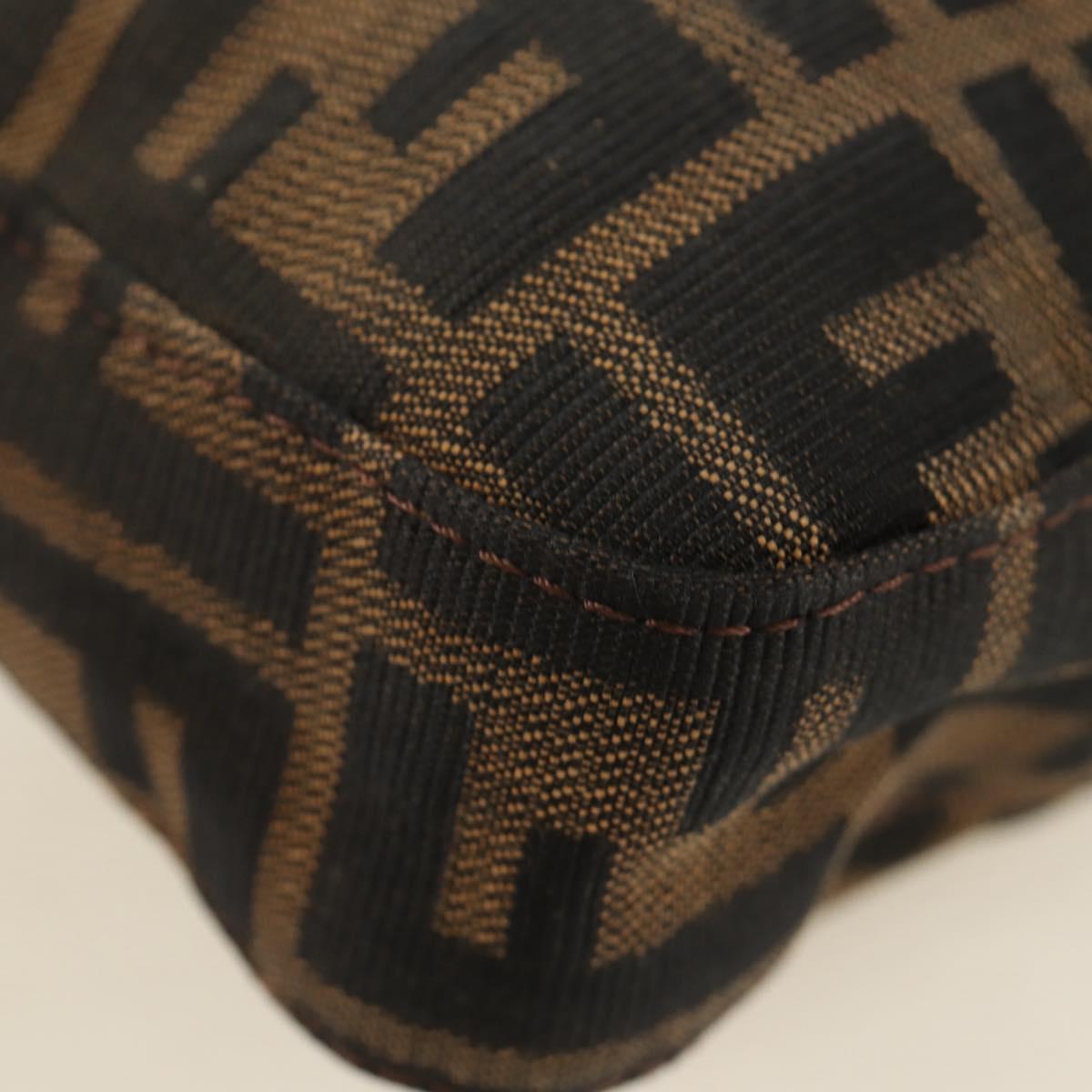 FENDI Zucca Canvas Mamma Baguette Shoulder Bag Black Brown Auth 189187V