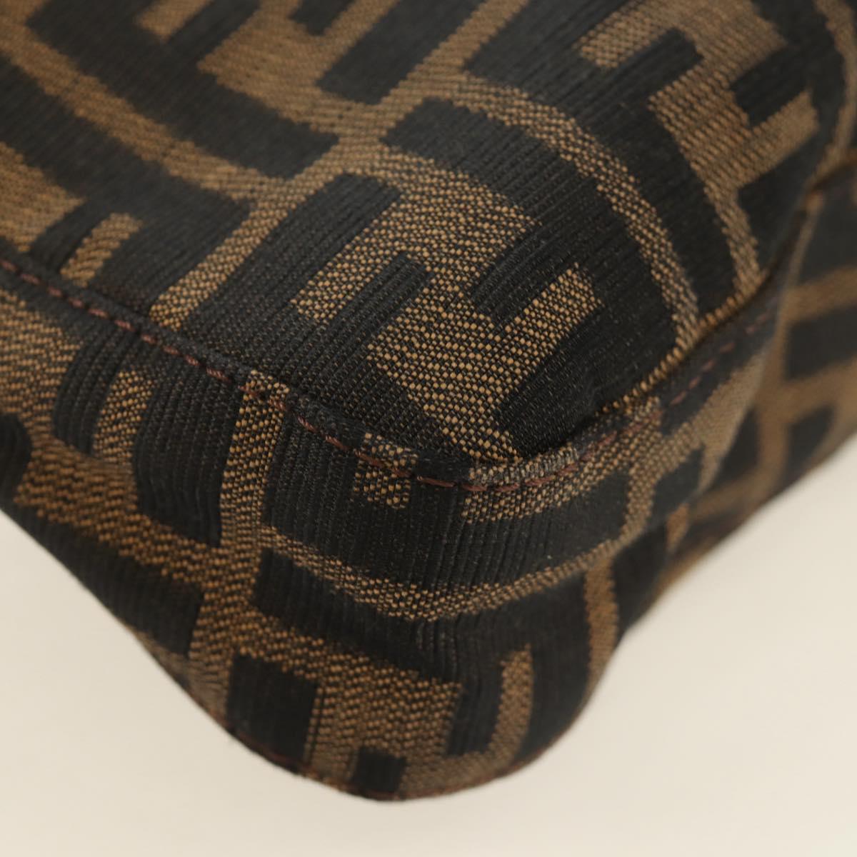 FENDI Zucca Canvas Mamma Baguette Shoulder Bag Black Brown Auth 189187V
