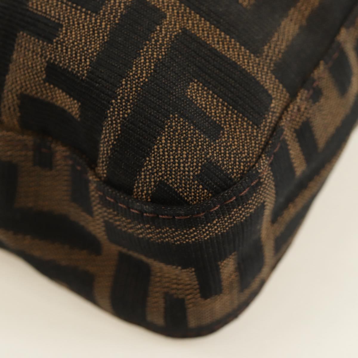 FENDI Zucca Canvas Mamma Baguette Shoulder Bag Black Brown Auth 189187V
