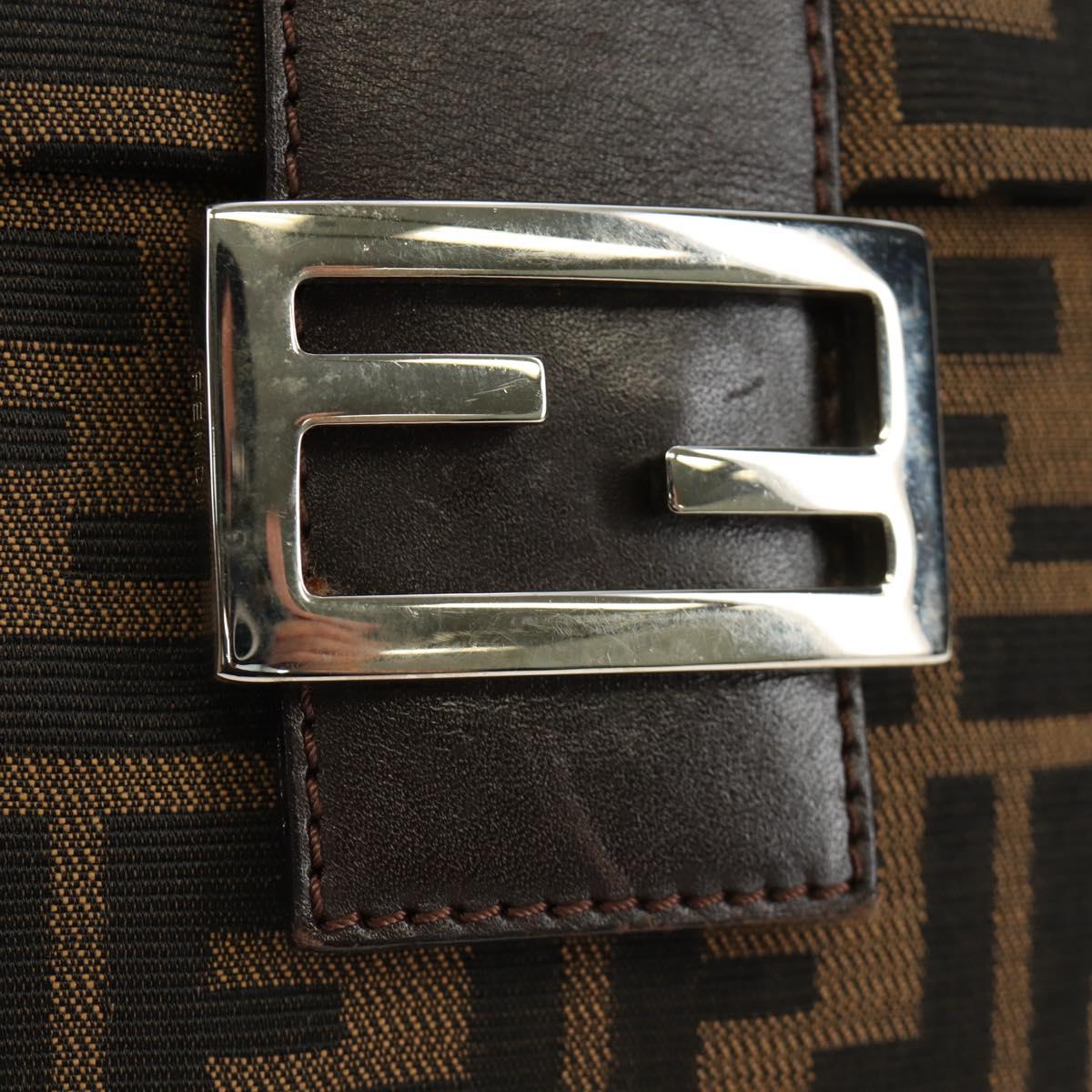 FENDI Zucca Canvas Mamma Baguette Shoulder Bag Black Brown Auth 189187V
