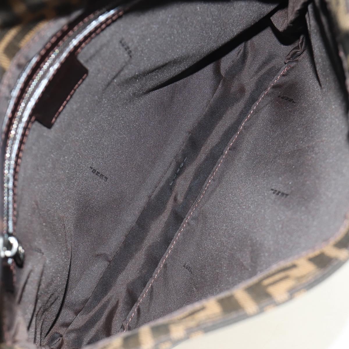 FENDI Zucca Canvas Mamma Baguette Shoulder Bag Black Brown Auth 189187V