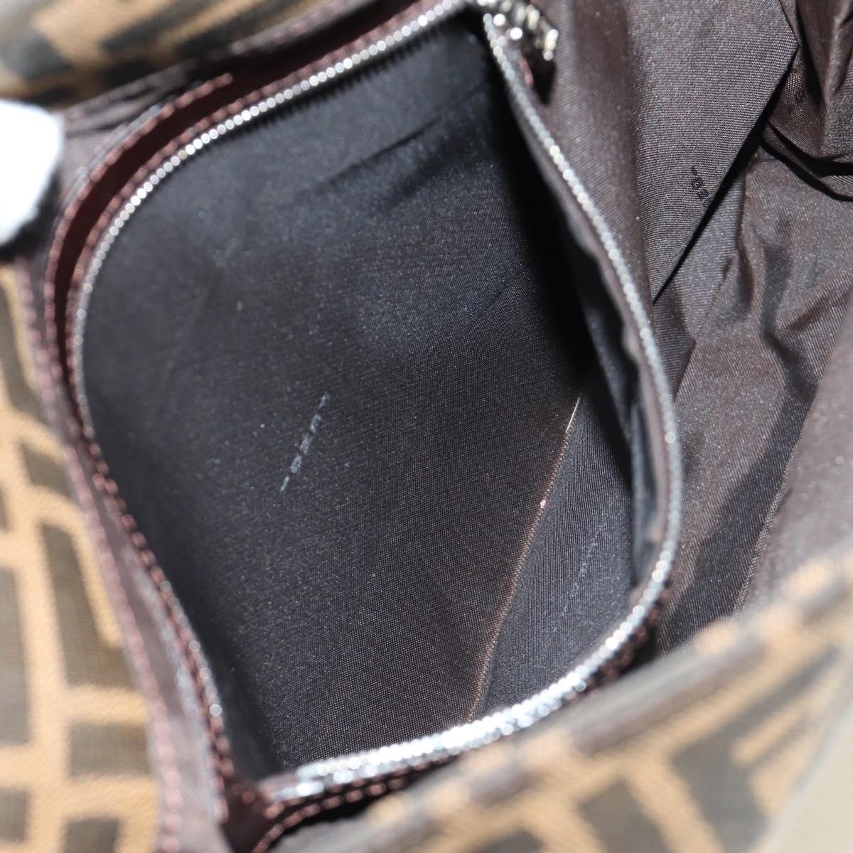 FENDI Zucca Canvas Mamma Baguette Shoulder Bag Black Brown Auth 189187V