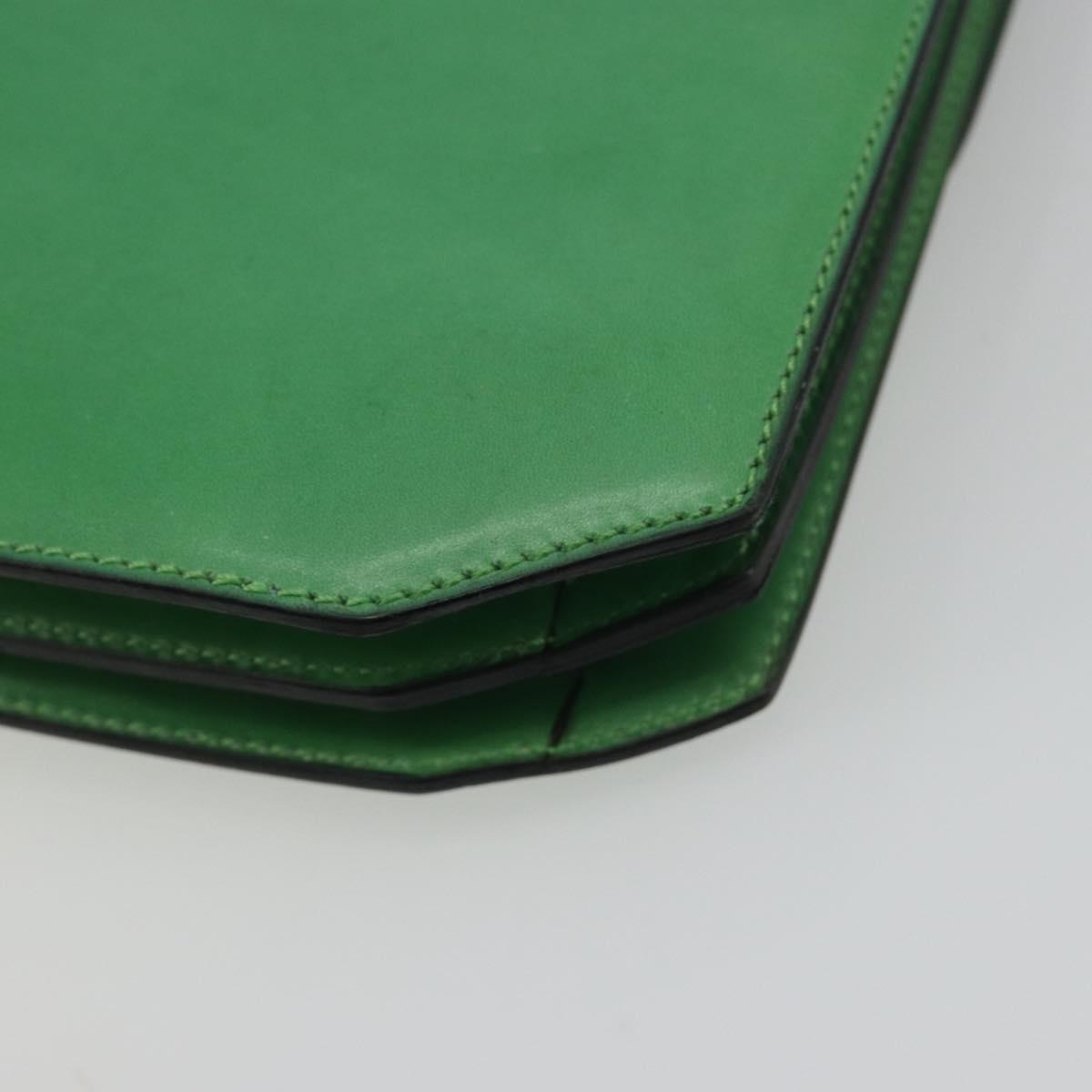 CELINE Shoulder Bag Leather Green Gold Auth 189202