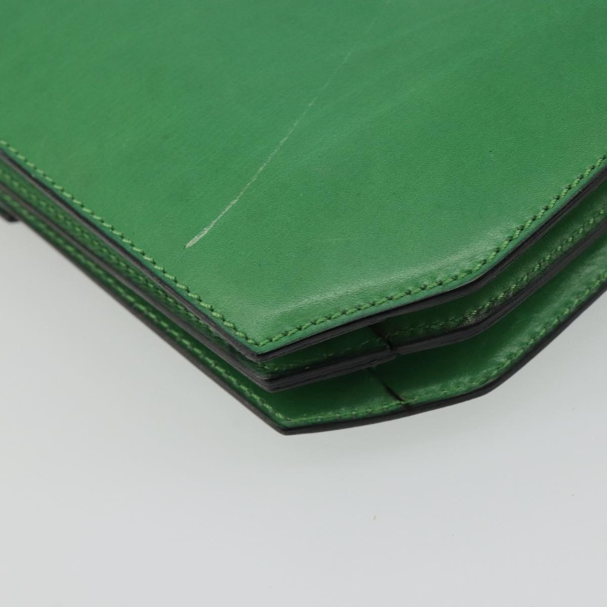 CELINE Shoulder Bag Leather Green Gold Auth 189202