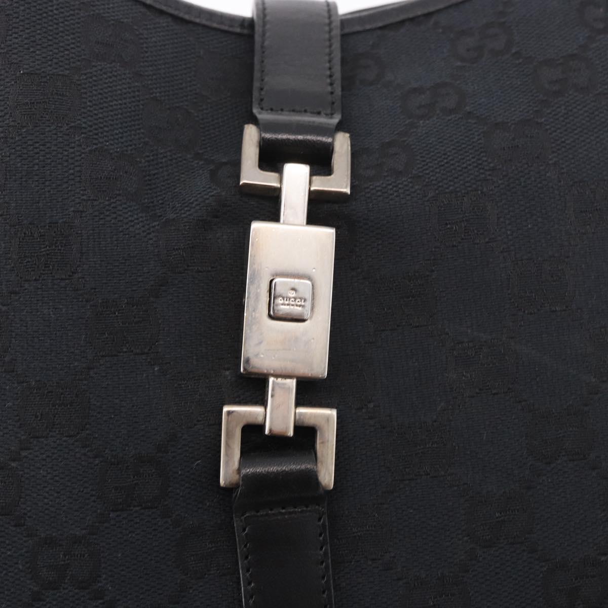 GUCCI GG Canvas Jackie Shoulder Bag Black Silver 001 3346 Auth 189205A