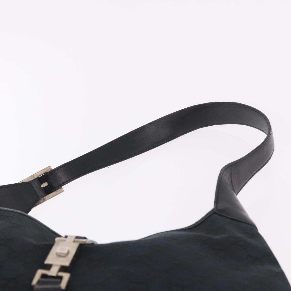 GUCCI GG Canvas Jackie Shoulder Bag Black Silver 001 3346 Auth 189205A