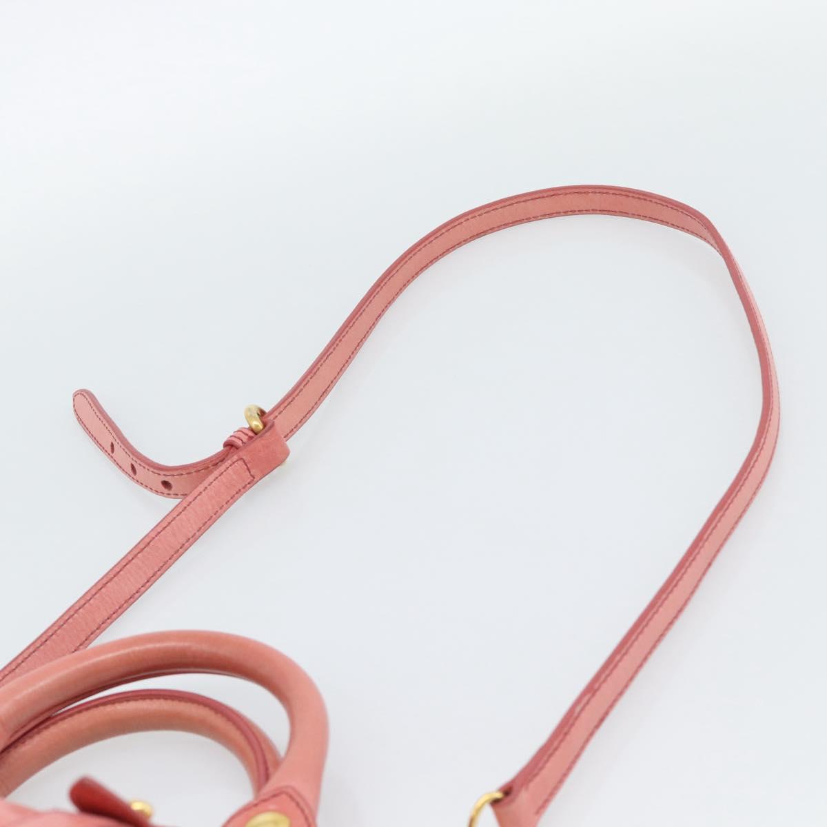 Miu Miu Hand Bag Leather 2way Pink Gold Auth 189208SAM