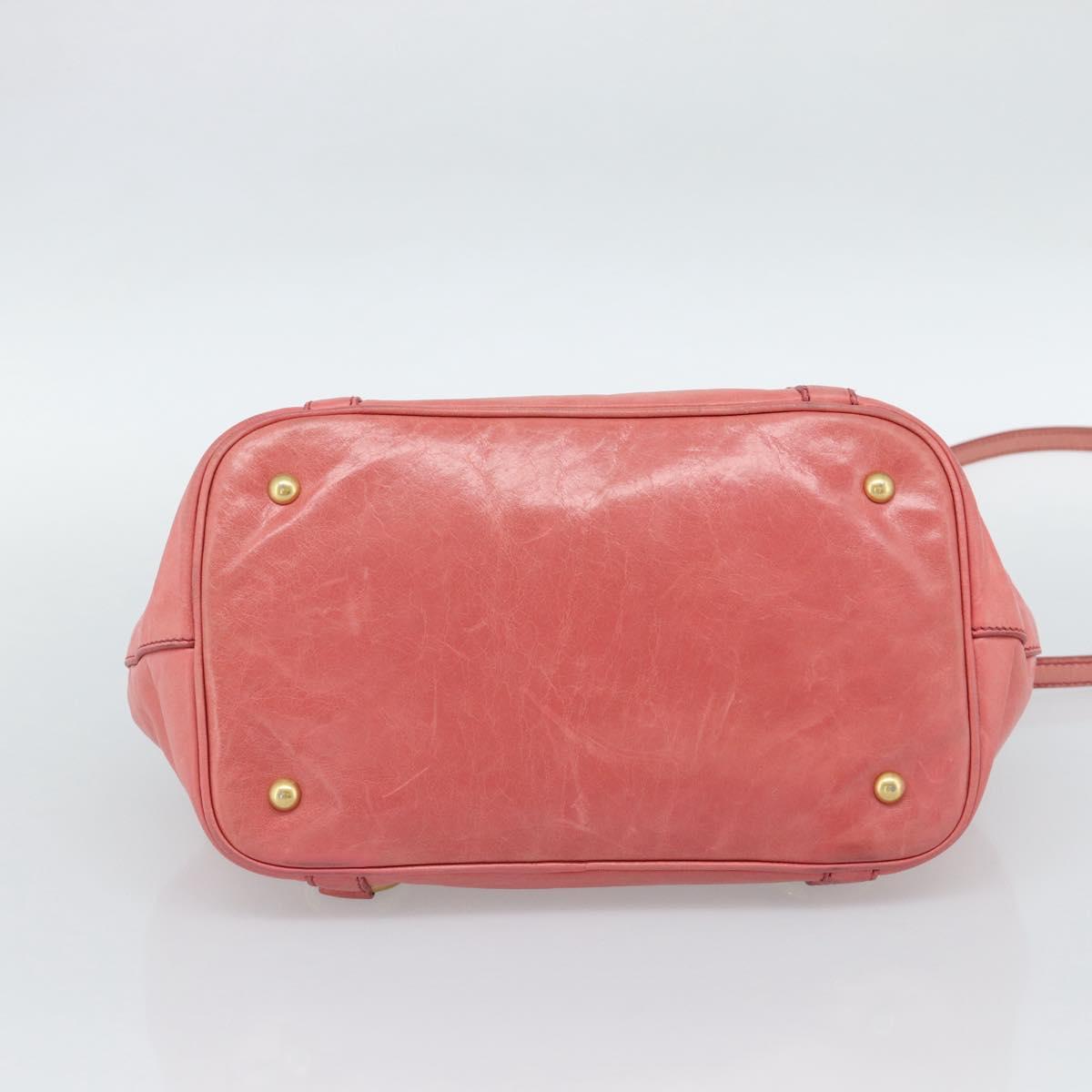 Miu Miu Hand Bag Leather 2way Pink Gold Auth 189208SAM