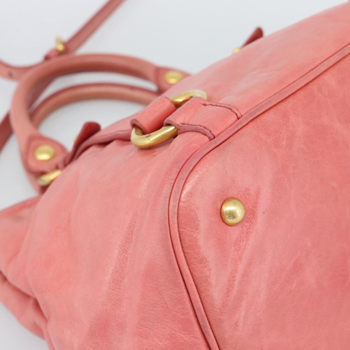 Miu Miu Hand Bag Leather 2way Pink Gold Auth 189208SAM