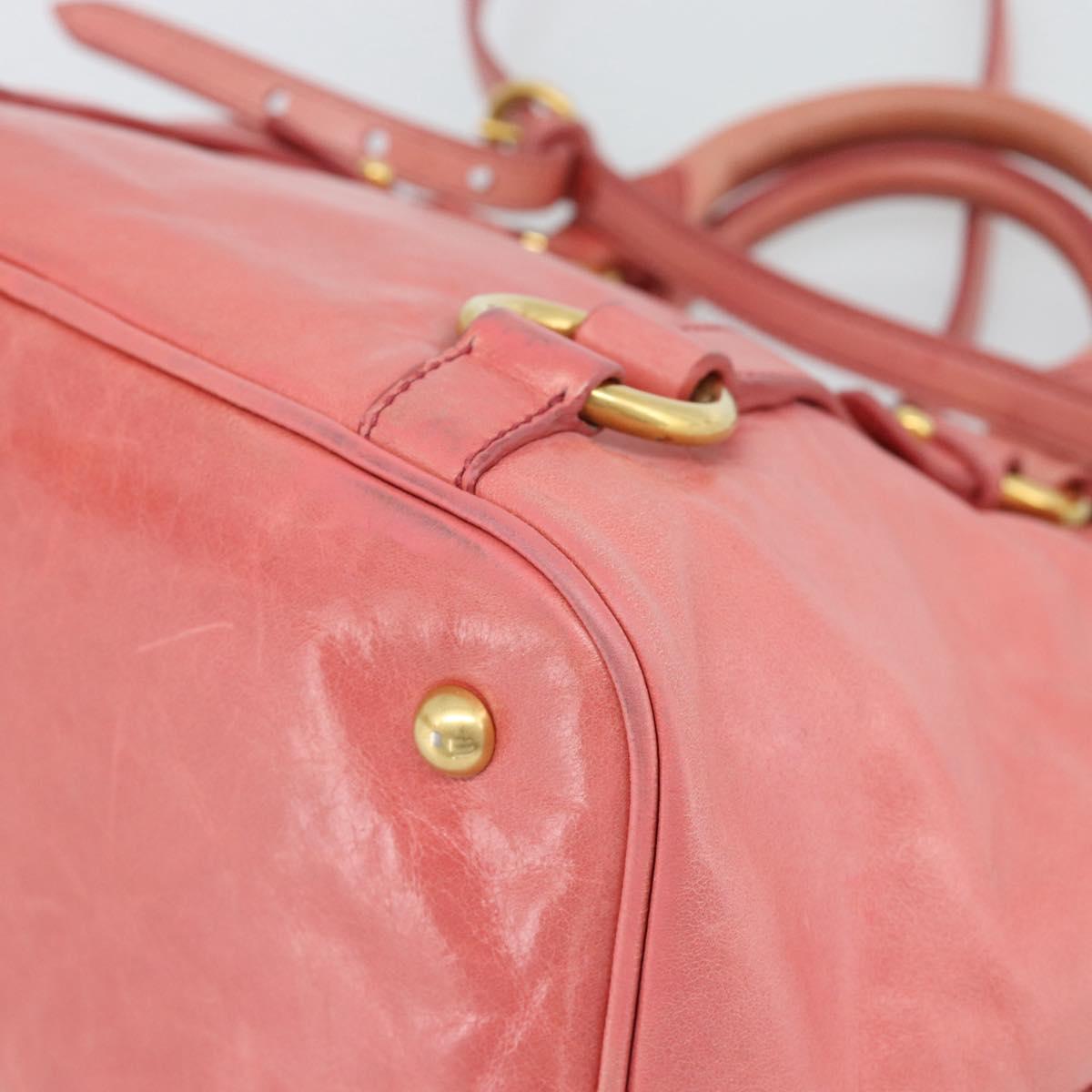 Miu Miu Hand Bag Leather 2way Pink Gold Auth 189208SAM