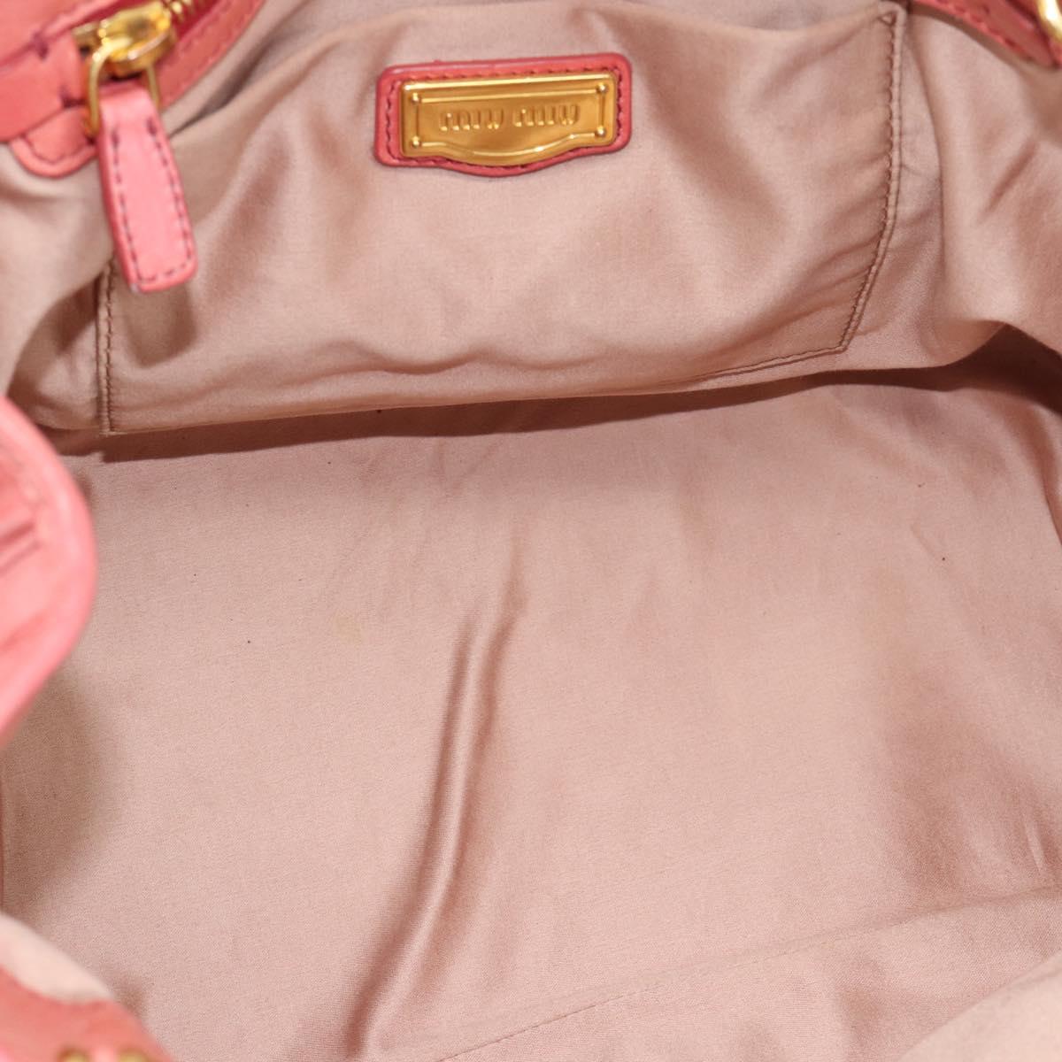 Miu Miu Hand Bag Leather 2way Pink Gold Auth 189208SAM