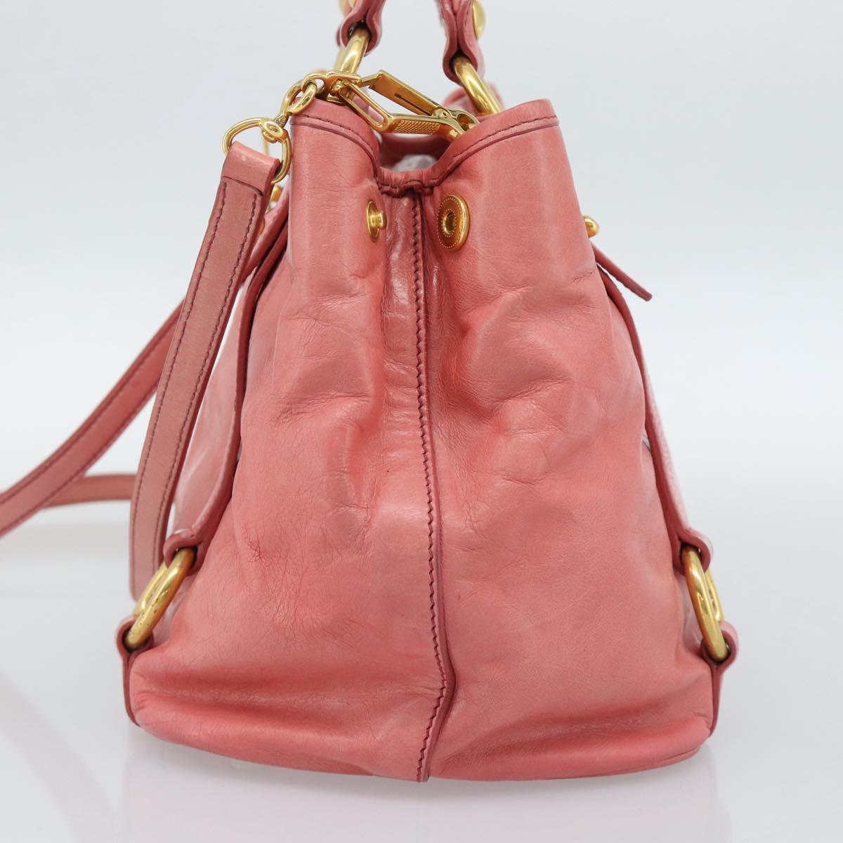 Miu Miu Hand Bag Leather 2way Pink Gold Auth 189208SAM