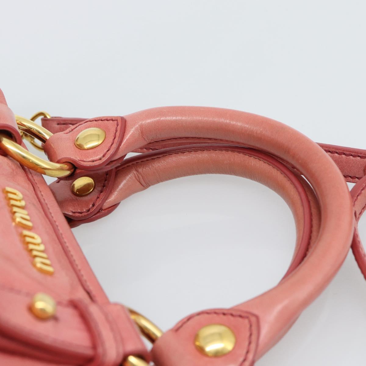 Miu Miu Hand Bag Leather 2way Pink Gold Auth 189208SAM