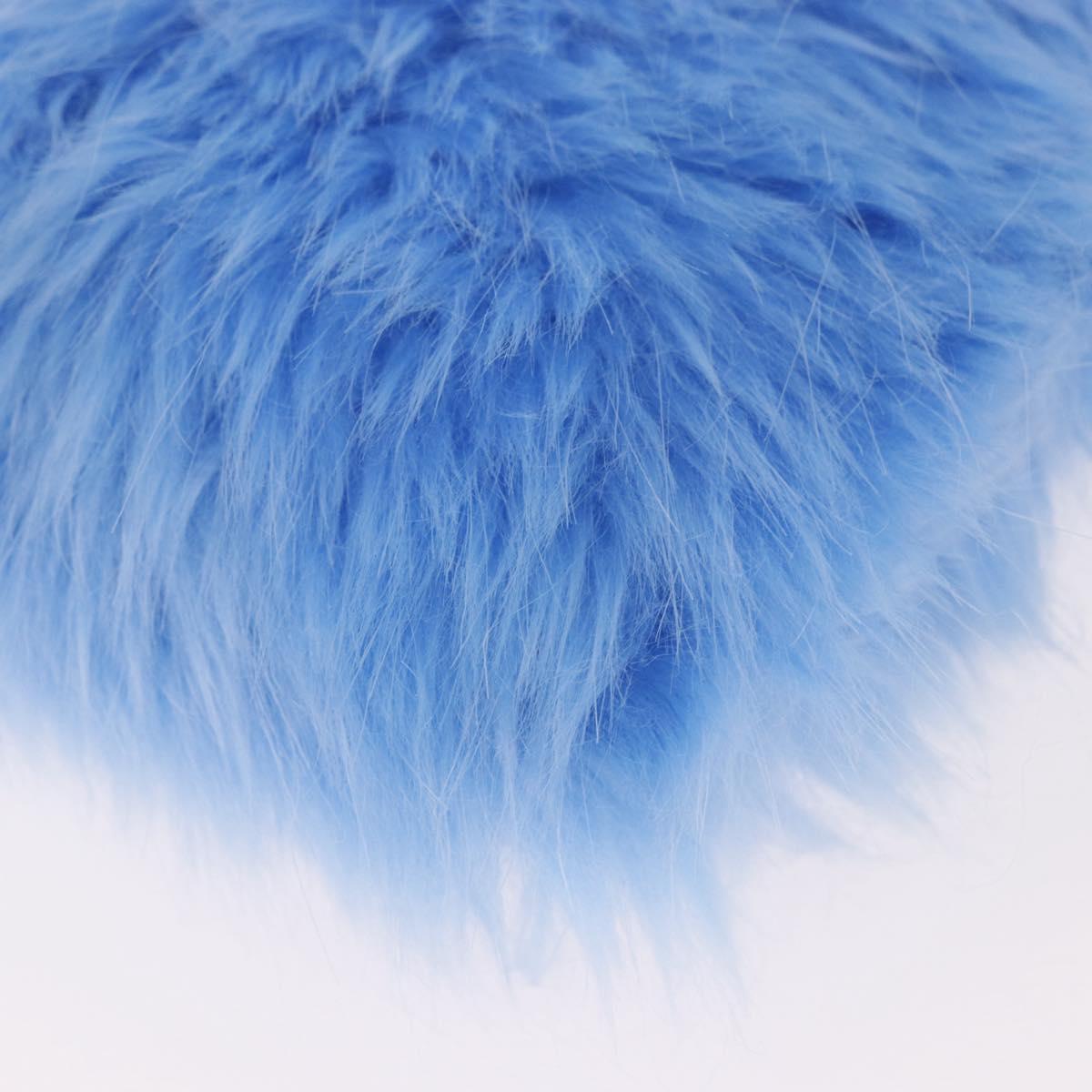 PRADA Clutch Bag Fur Silver Blue Auth 189212V