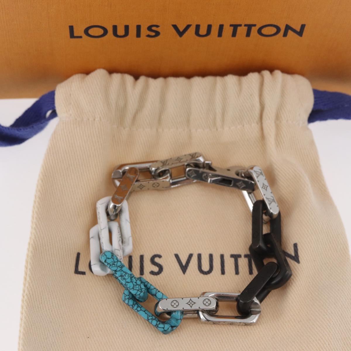 LOUIS VUITTON Chain Stone Bracelet metal Silver M1042L LV Auth 189214M