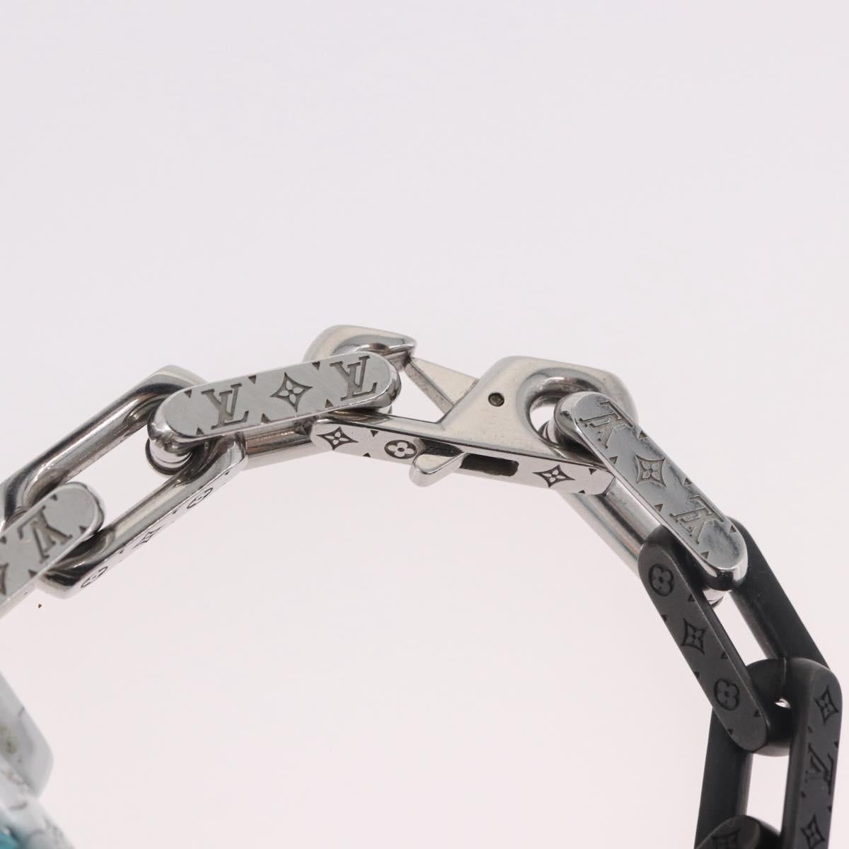 LOUIS VUITTON Chain Stone Bracelet metal Silver M1042L LV Auth 189214M