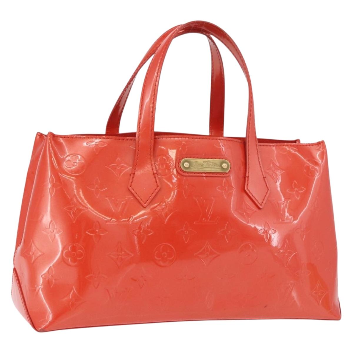 LOUIS VUITTON Vernis Bluebird Wilshire PM Bag Orenge Sunset M93644 Auth 189223