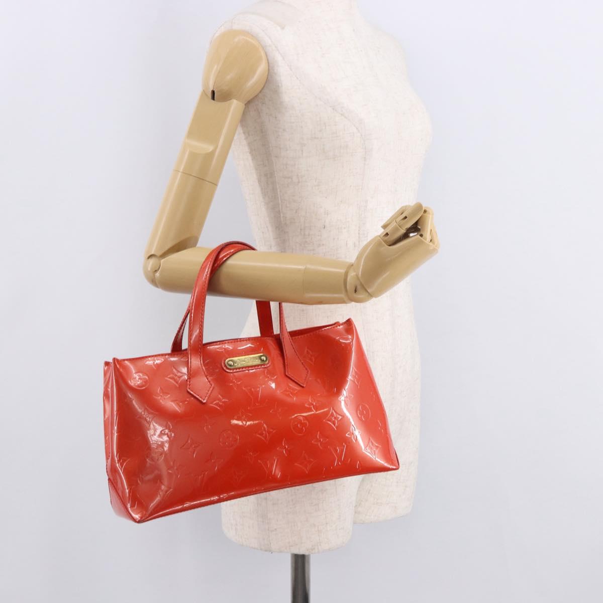 LOUIS VUITTON Vernis Bluebird Wilshire PM Bag Orenge Sunset M93644 Auth 189223