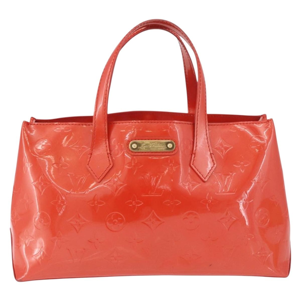 LOUIS VUITTON Vernis Bluebird Wilshire PM Bag Orenge Sunset M93644 Auth 189223