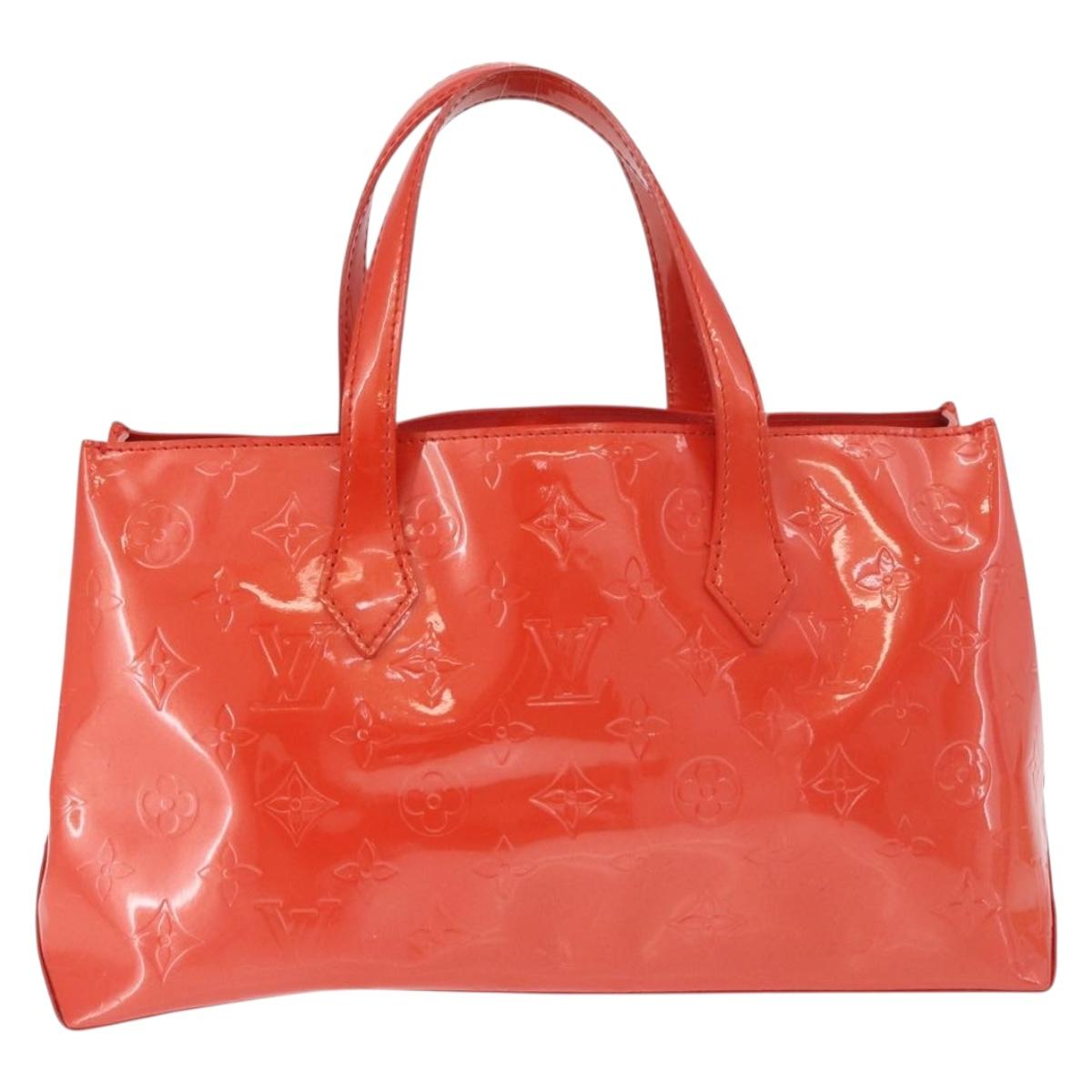 LOUIS VUITTON Vernis Bluebird Wilshire PM Bag Orenge Sunset M93644 Auth 189223