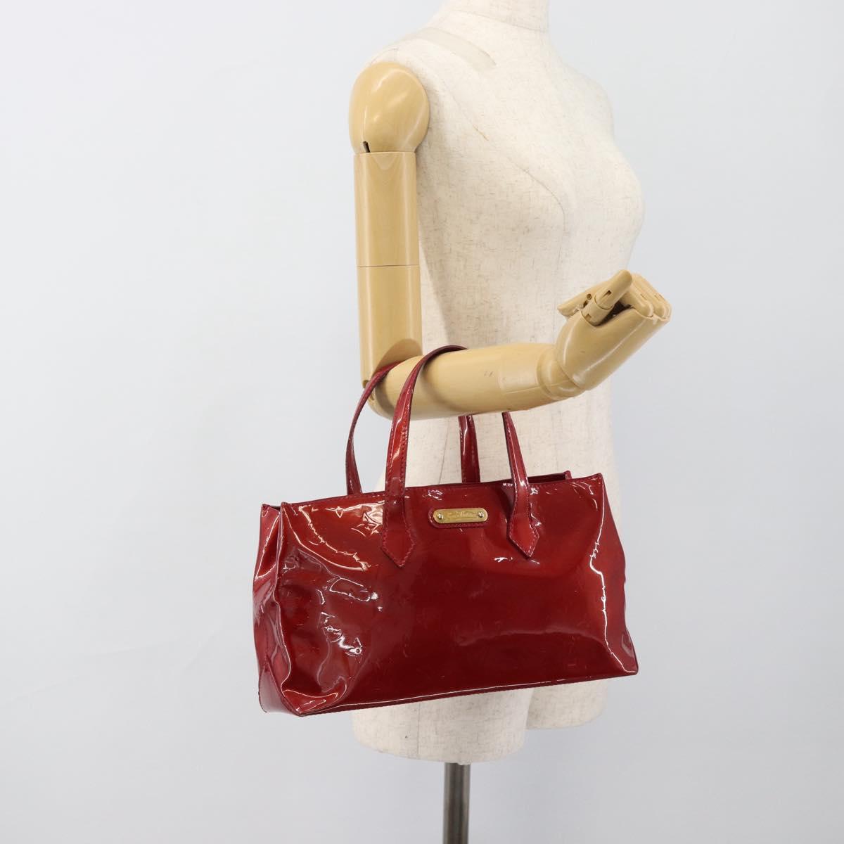 LOUIS VUITTON Monogram Vernis Wilshire PM Bag Pomme D'amour M93642 Auth 189225