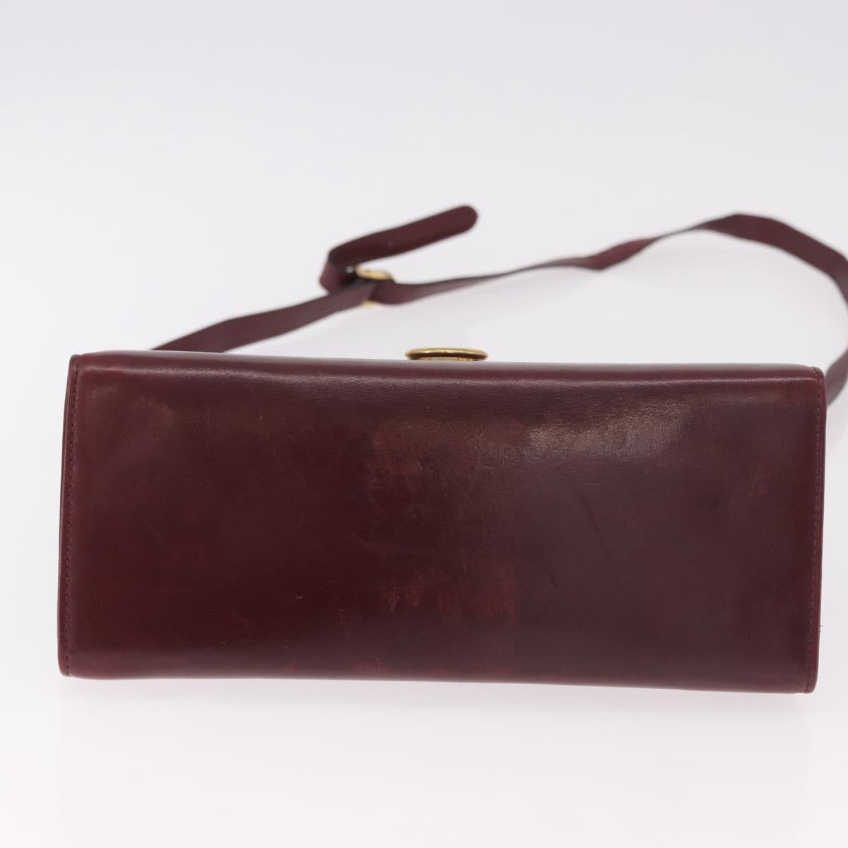 Salvatore Ferragamo Gancini Hand Bag Leather 2way Bordeaux Gold Auth 189226