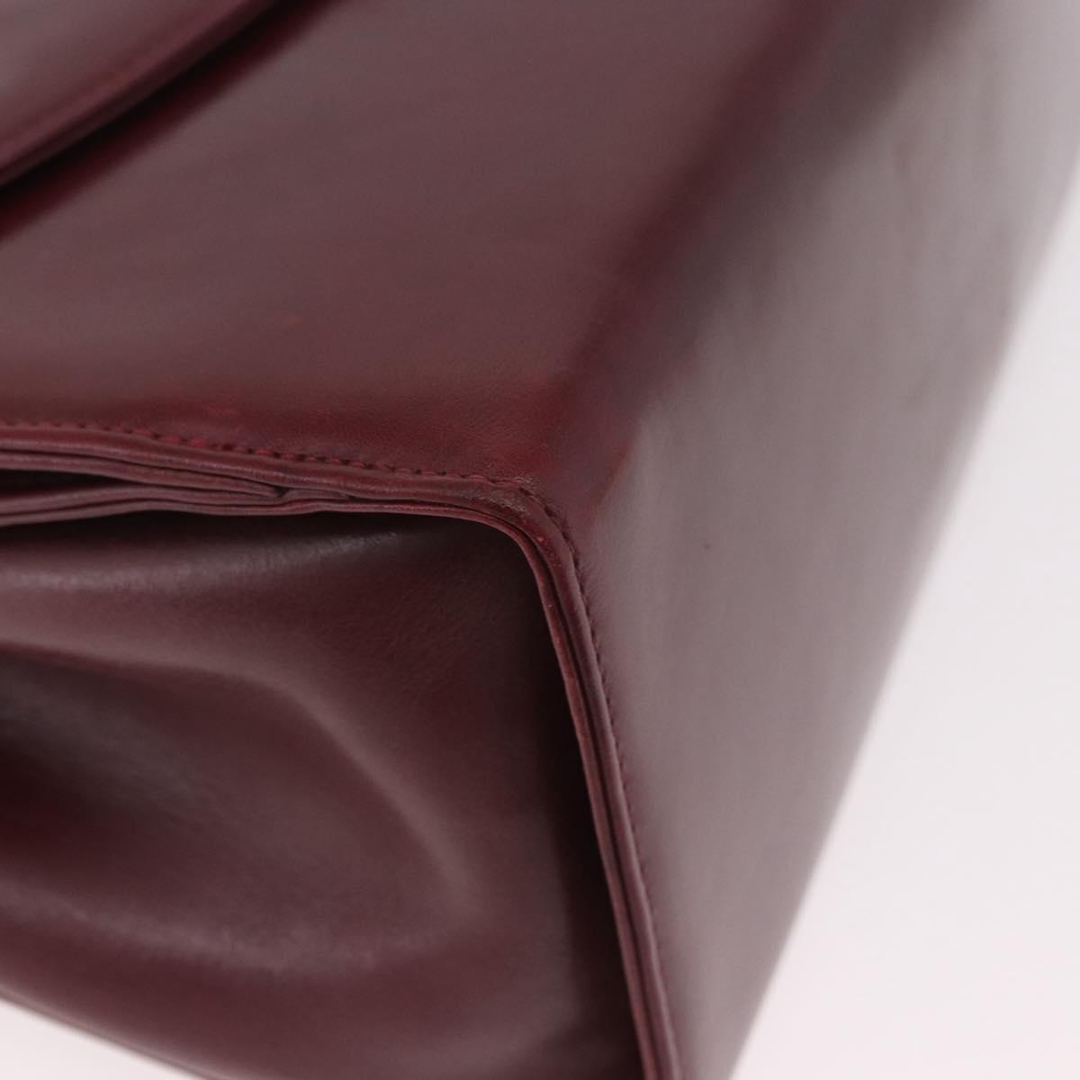 Salvatore Ferragamo Gancini Hand Bag Leather 2way Bordeaux Gold Auth 189226