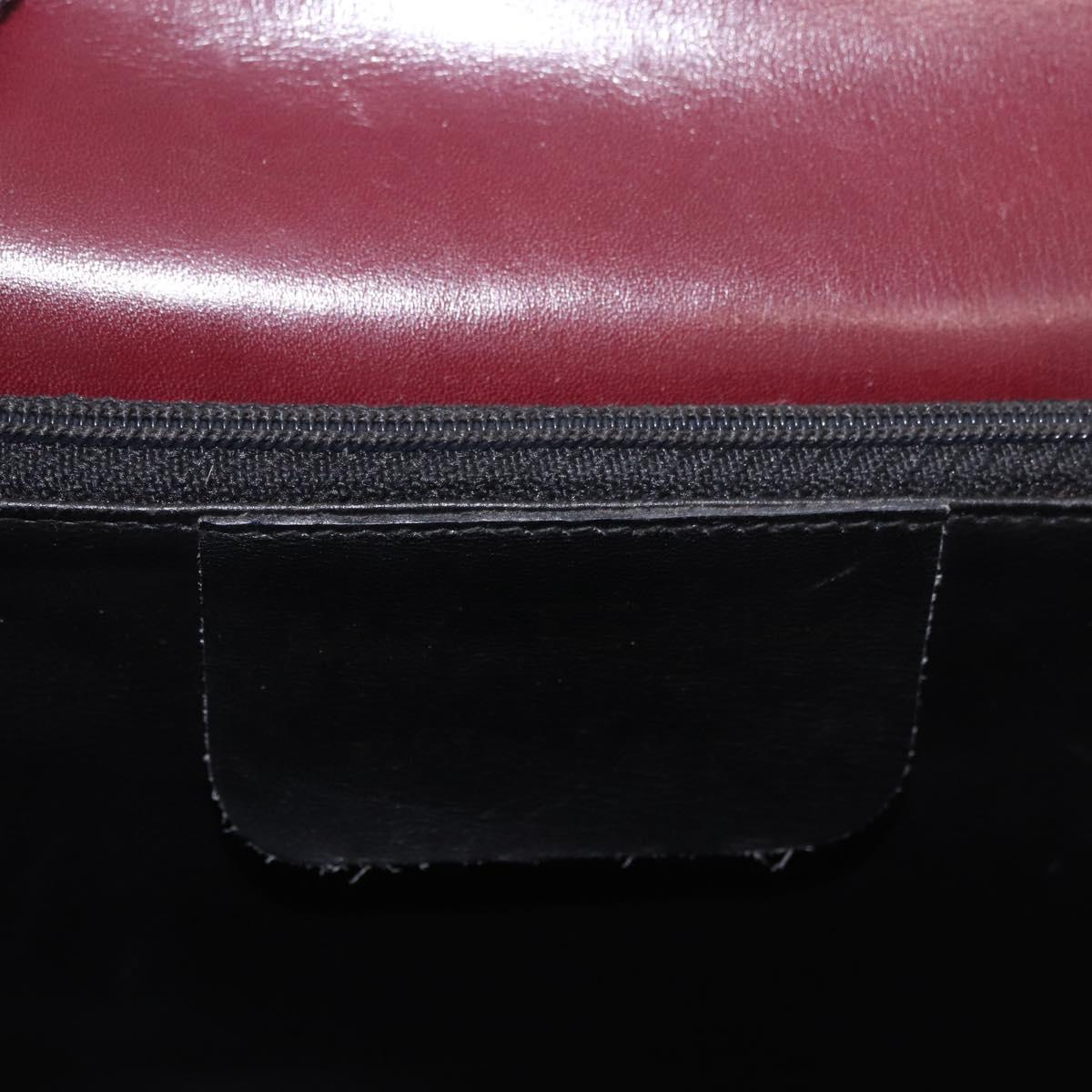 Salvatore Ferragamo Gancini Hand Bag Leather 2way Bordeaux Gold Auth 189226