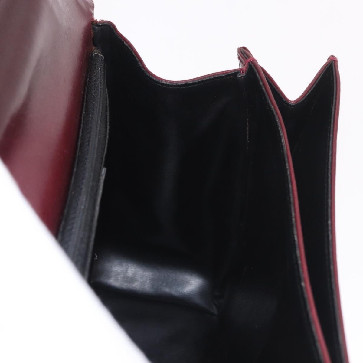 Salvatore Ferragamo Gancini Hand Bag Leather 2way Bordeaux Gold Auth 189226