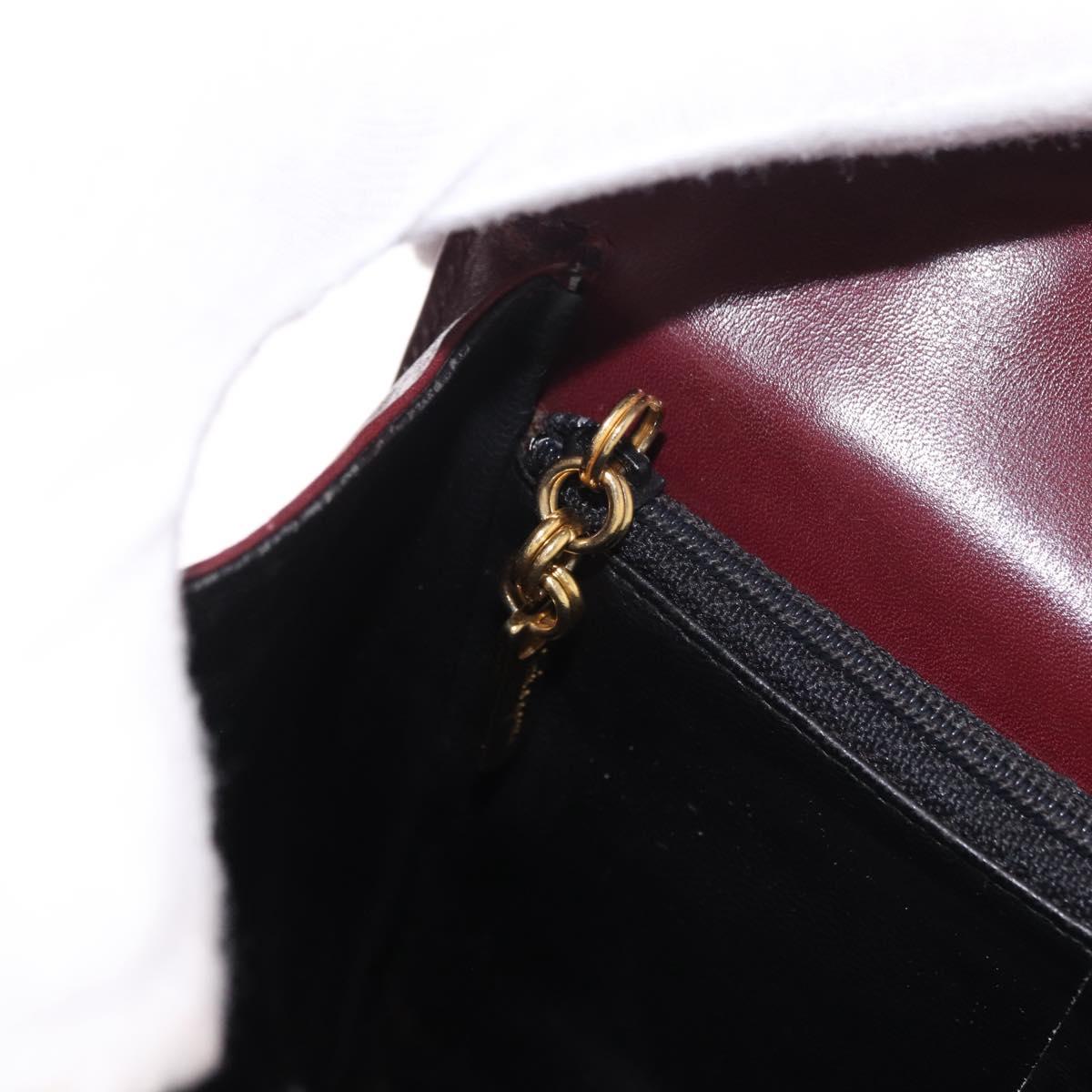 Salvatore Ferragamo Gancini Hand Bag Leather 2way Bordeaux Gold Auth 189226