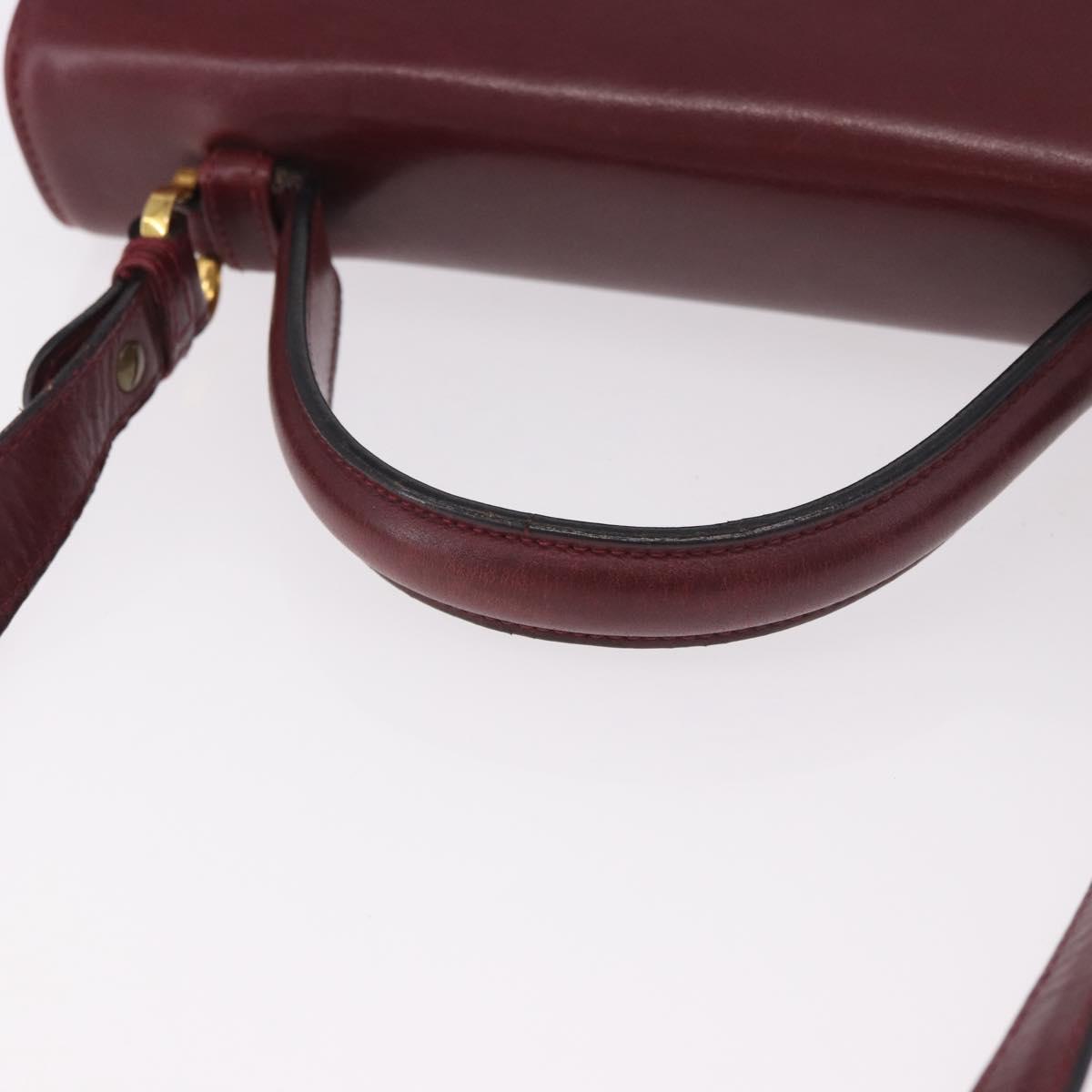 Salvatore Ferragamo Gancini Hand Bag Leather 2way Bordeaux Gold Auth 189226