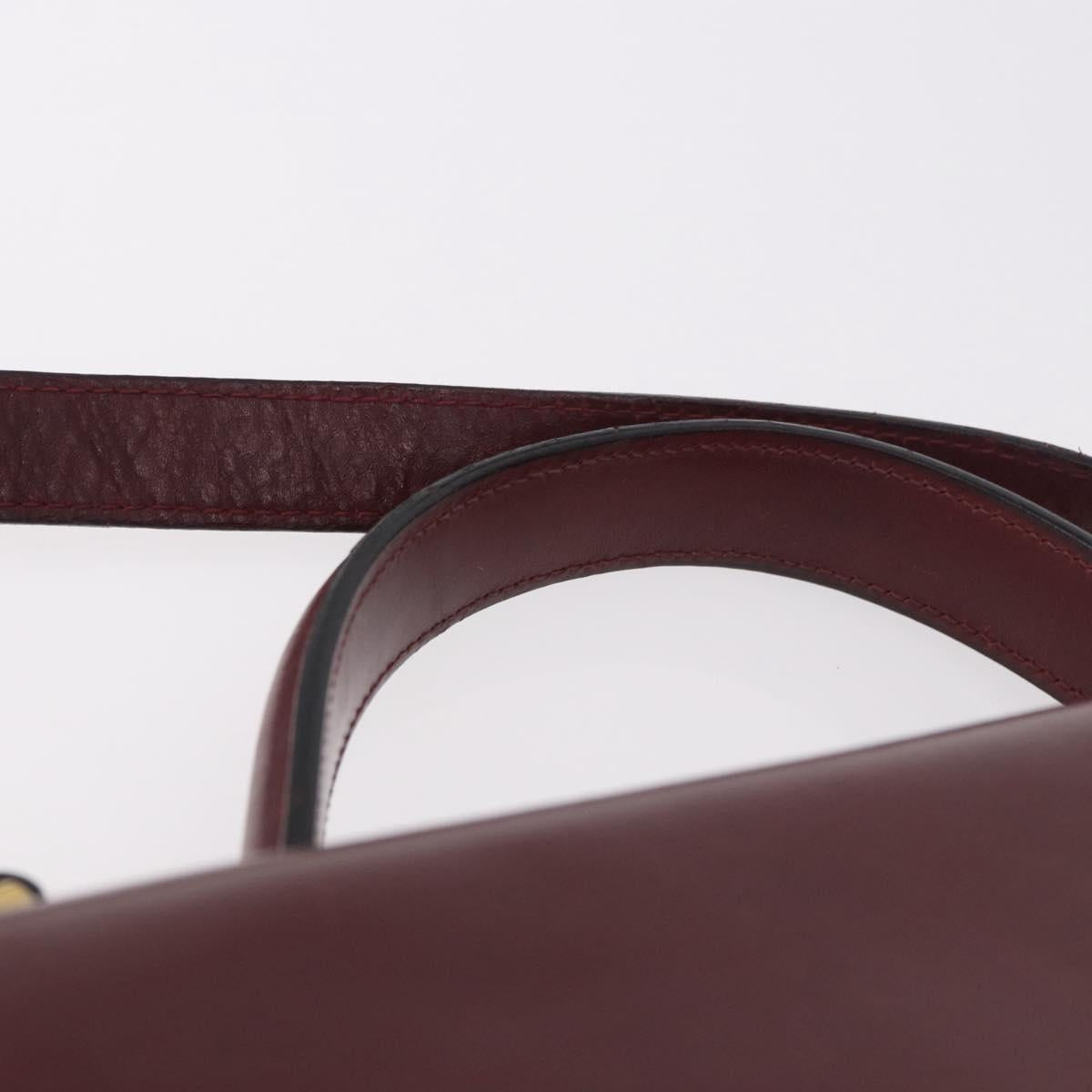 Salvatore Ferragamo Gancini Hand Bag Leather 2way Bordeaux Gold Auth 189226