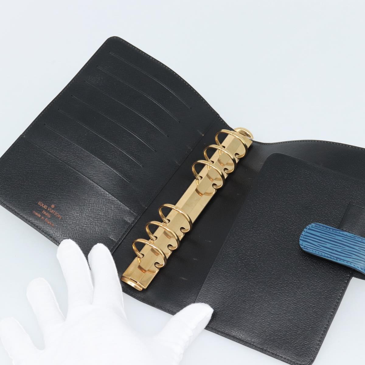 LOUIS VUITTON Epi Agenda MM Day Planner Cover Blue R20055 LV Auth 189229