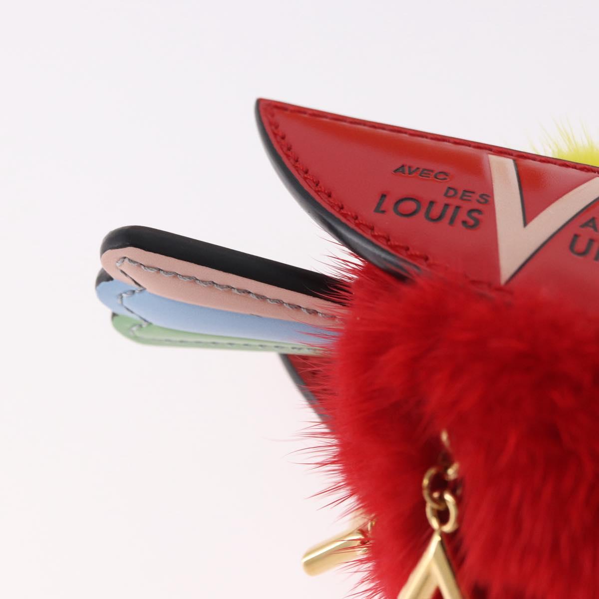 LOUIS VUITTON Bijoux Traveling Bird Sack Charm Fur Red M67390 LV Auth 189231M