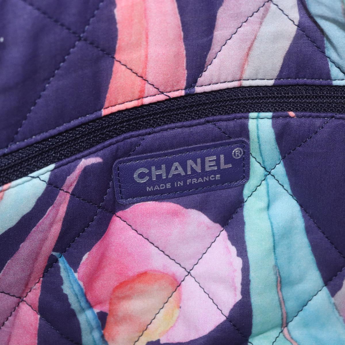CHANEL Big Matelasse 30 Chain Bag Canvas Light Blue Silver CC Auth 189235SAV