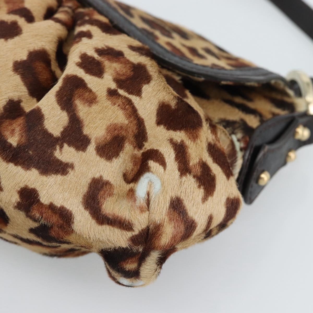 FENDI Shoulder Bag Harako leather Beige Gold Auth 189242