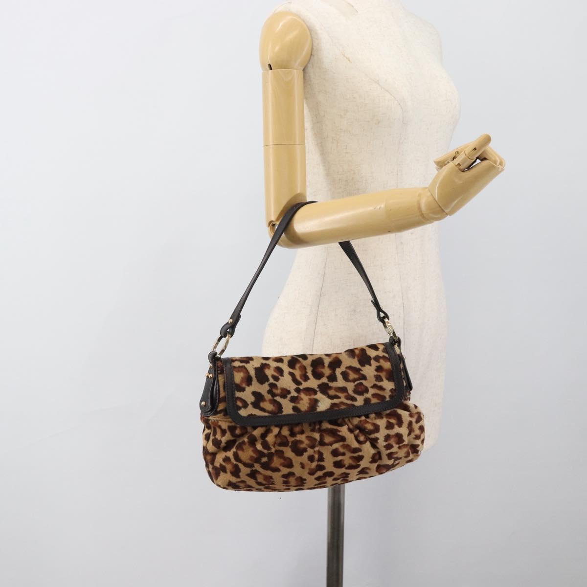 FENDI Shoulder Bag Harako leather Beige Gold Auth 189242