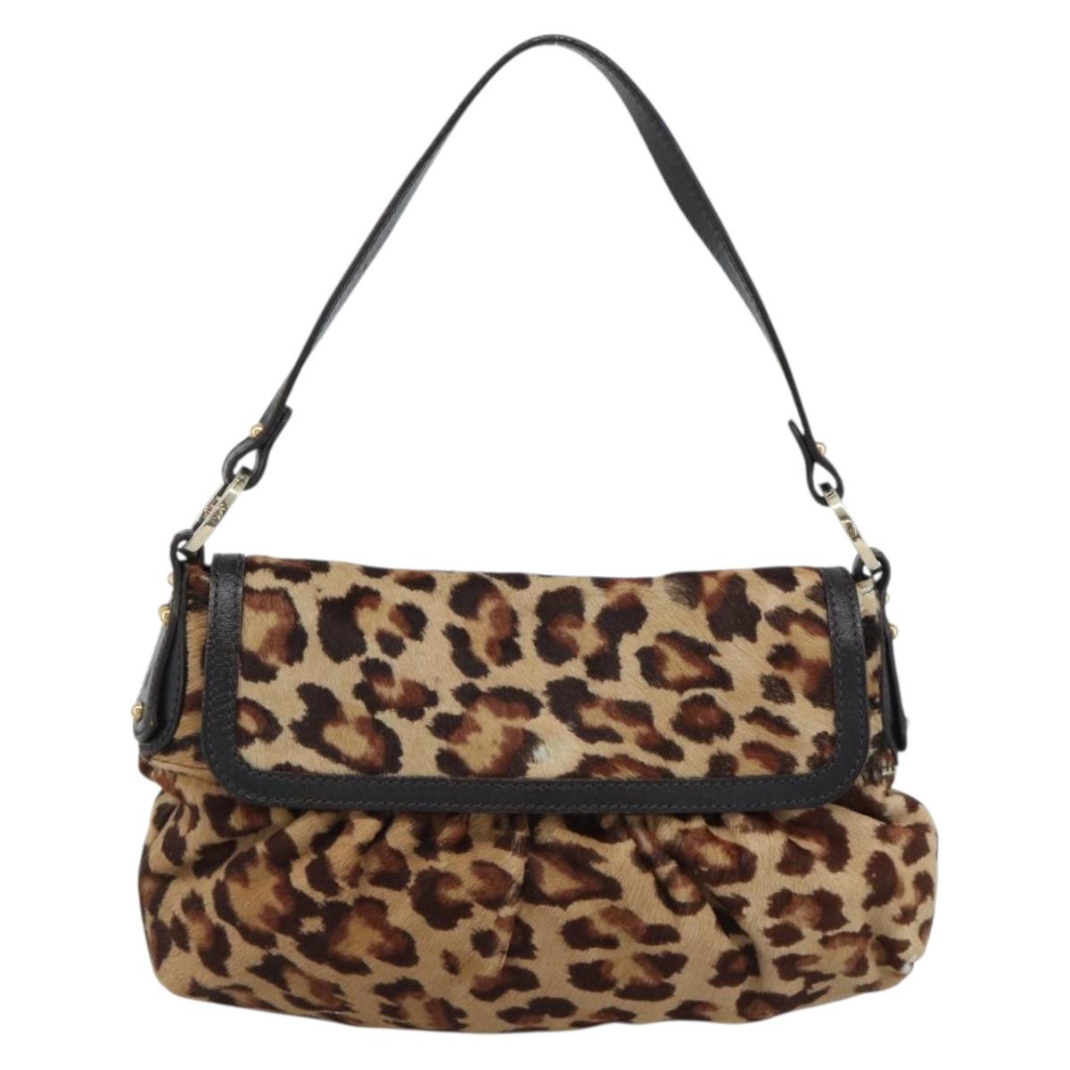 FENDI Shoulder Bag Harako leather Beige Gold Auth 189242