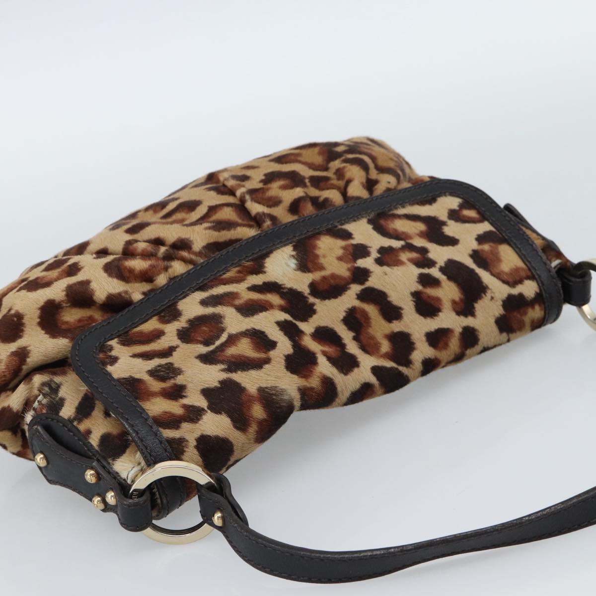 FENDI Shoulder Bag Harako leather Beige Gold Auth 189242