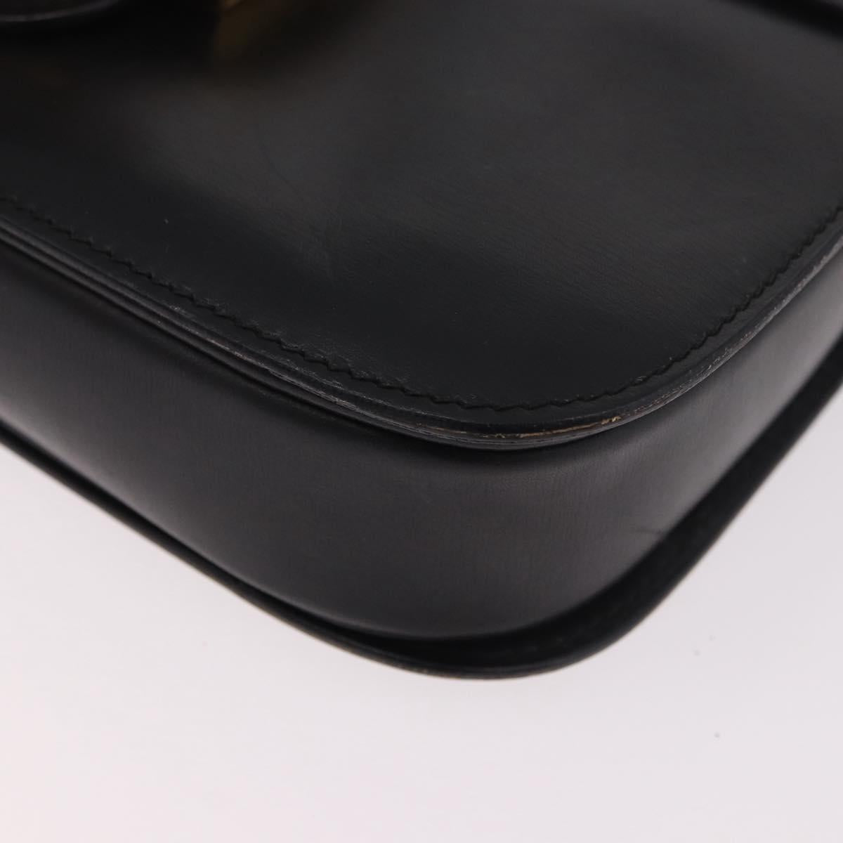 CELINE Circle Shoulder Bag Leather Black Gold Auth 189243A