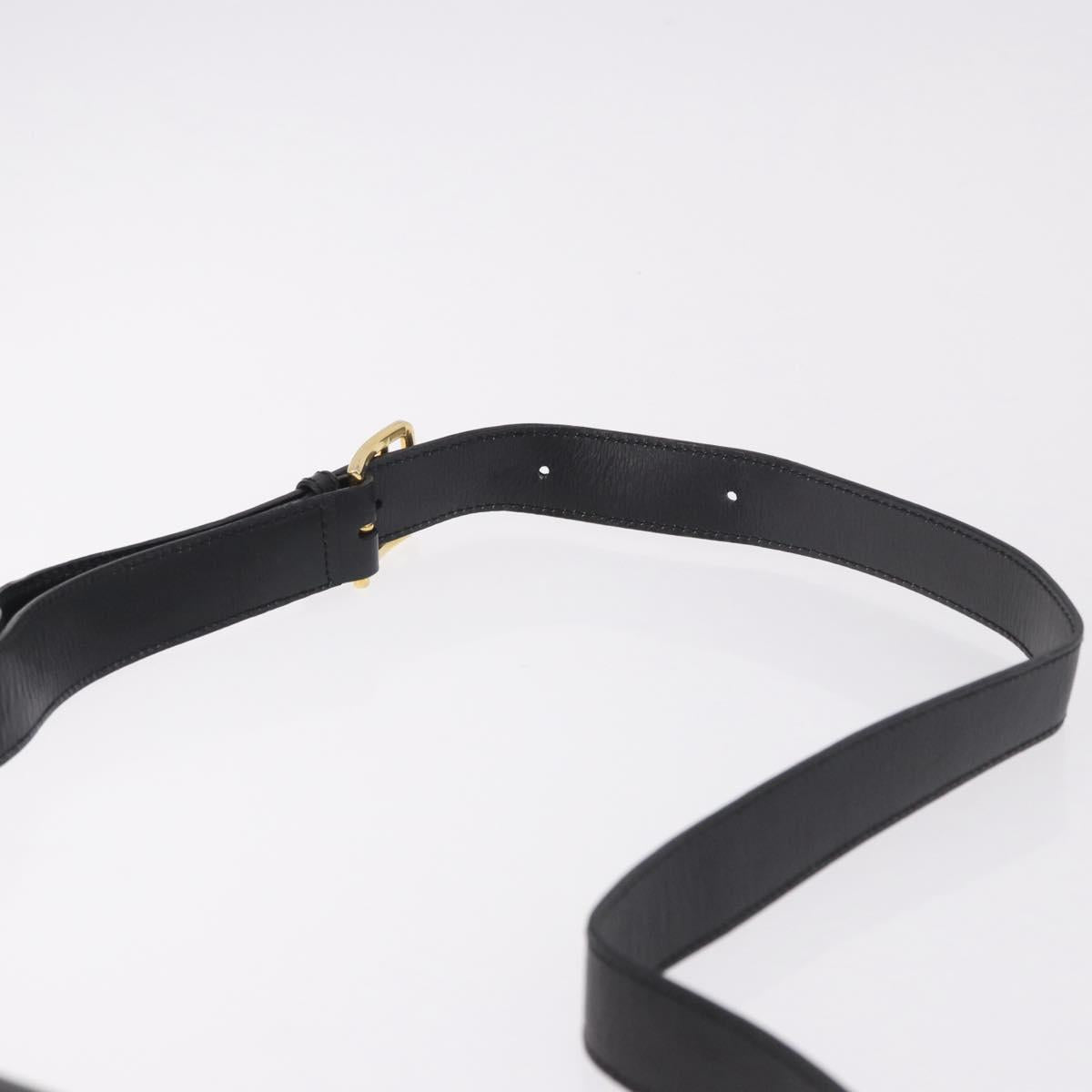 CELINE Circle Shoulder Bag Leather Black Gold Auth 189243A