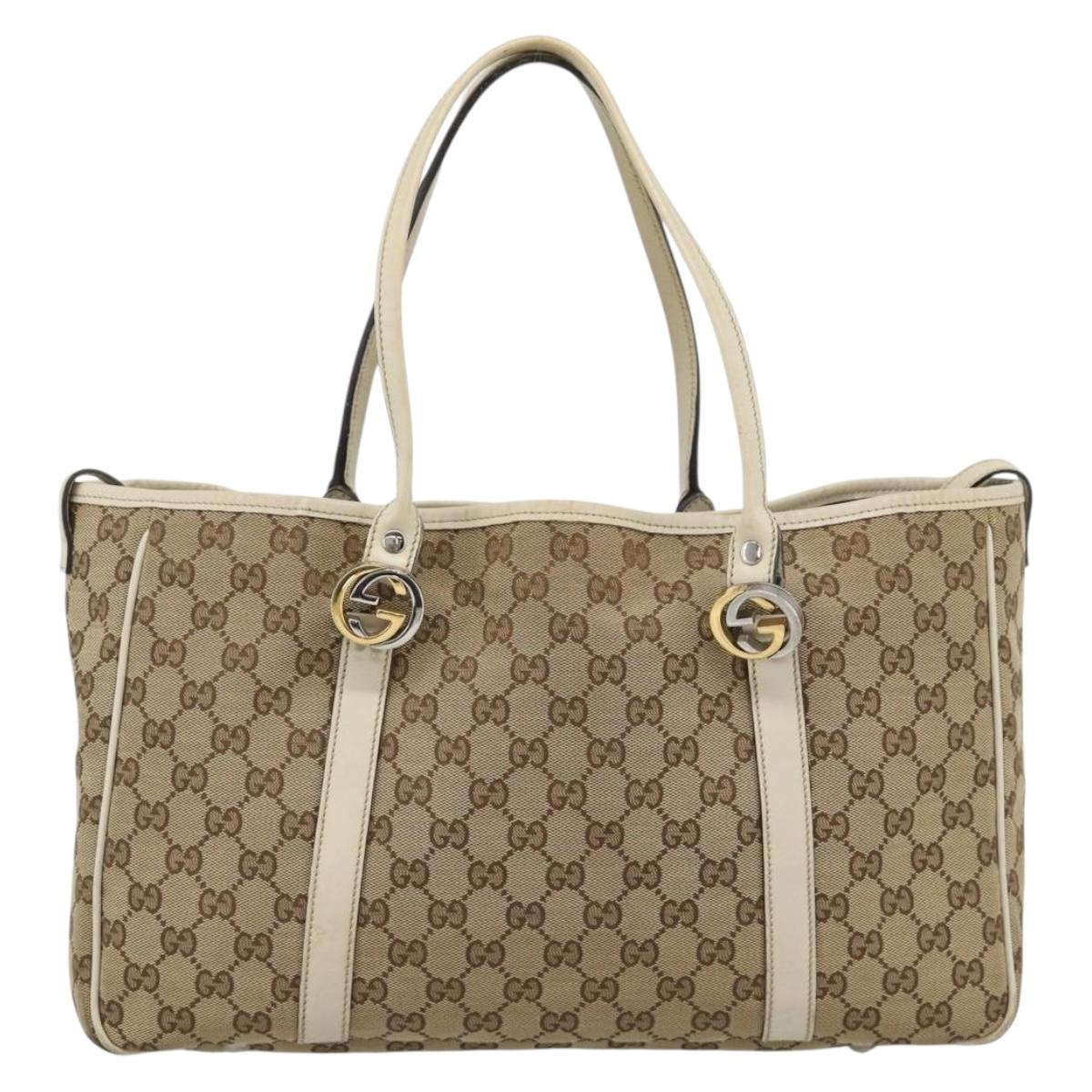 GUCCI GG Canvas Miss GG Tote Bag Beige Silver gold 232957 Auth 189245